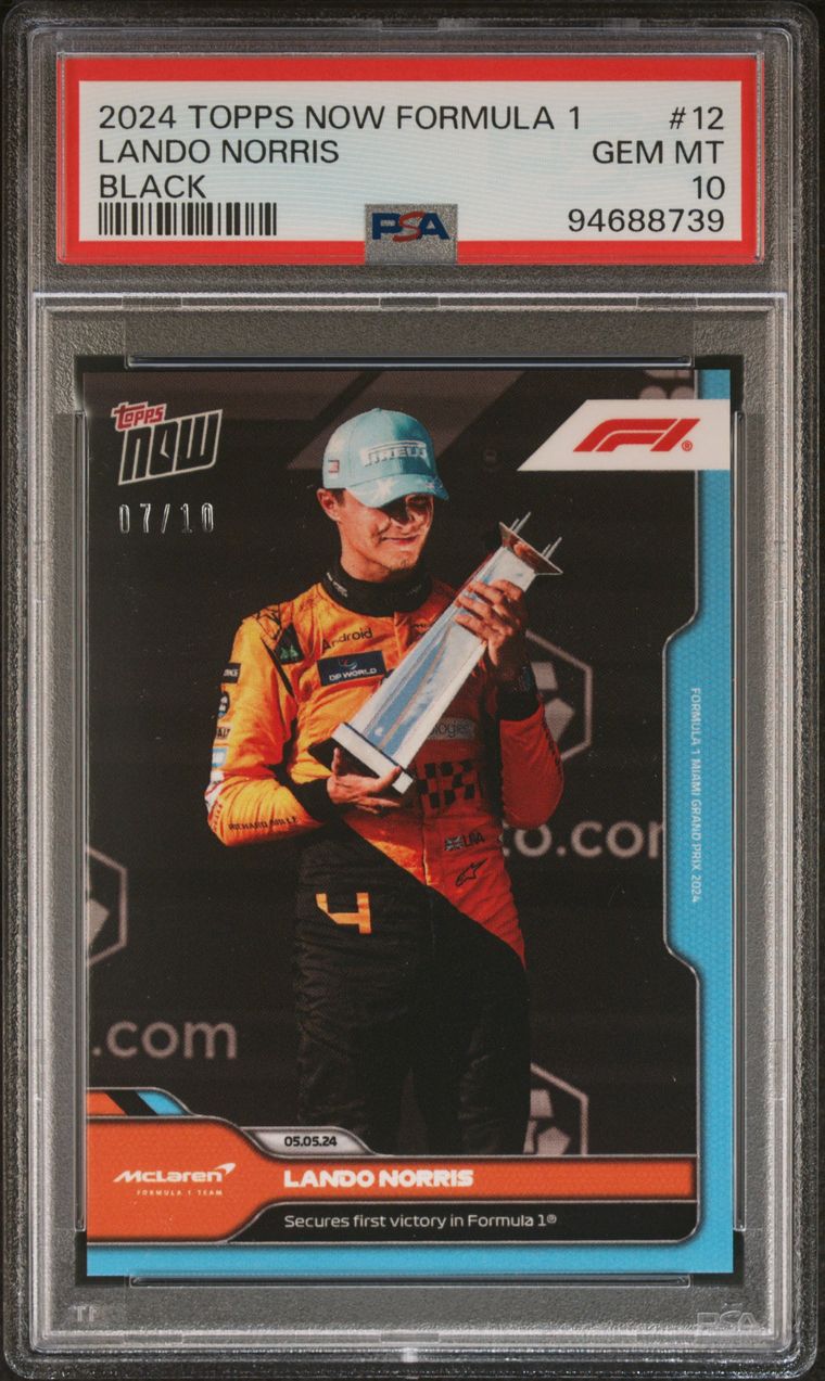 2024 Topps Now Lando Norris #12 Black PSA 10 Graded Card - Perfect for F1 Collectors, Racing Fans & Memorabilia Enthusiasts