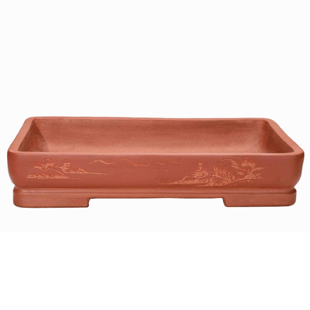 Extra Large Rectangular Flower Pot - 3 Sizes No Hole Planter for Bonsai, Rockery & Hydroponic Plants | Durable Stone Basin Garden Container for Indoor/Outdoor Decor