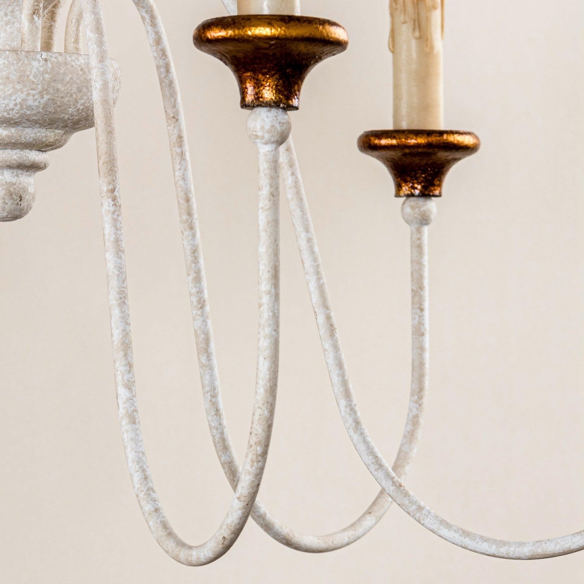 6-Light French Country Candle Style Chandelier in Distressed Finish - Rustic Farmhouse Lighting for Dining Room, Bedroom, or Entryway