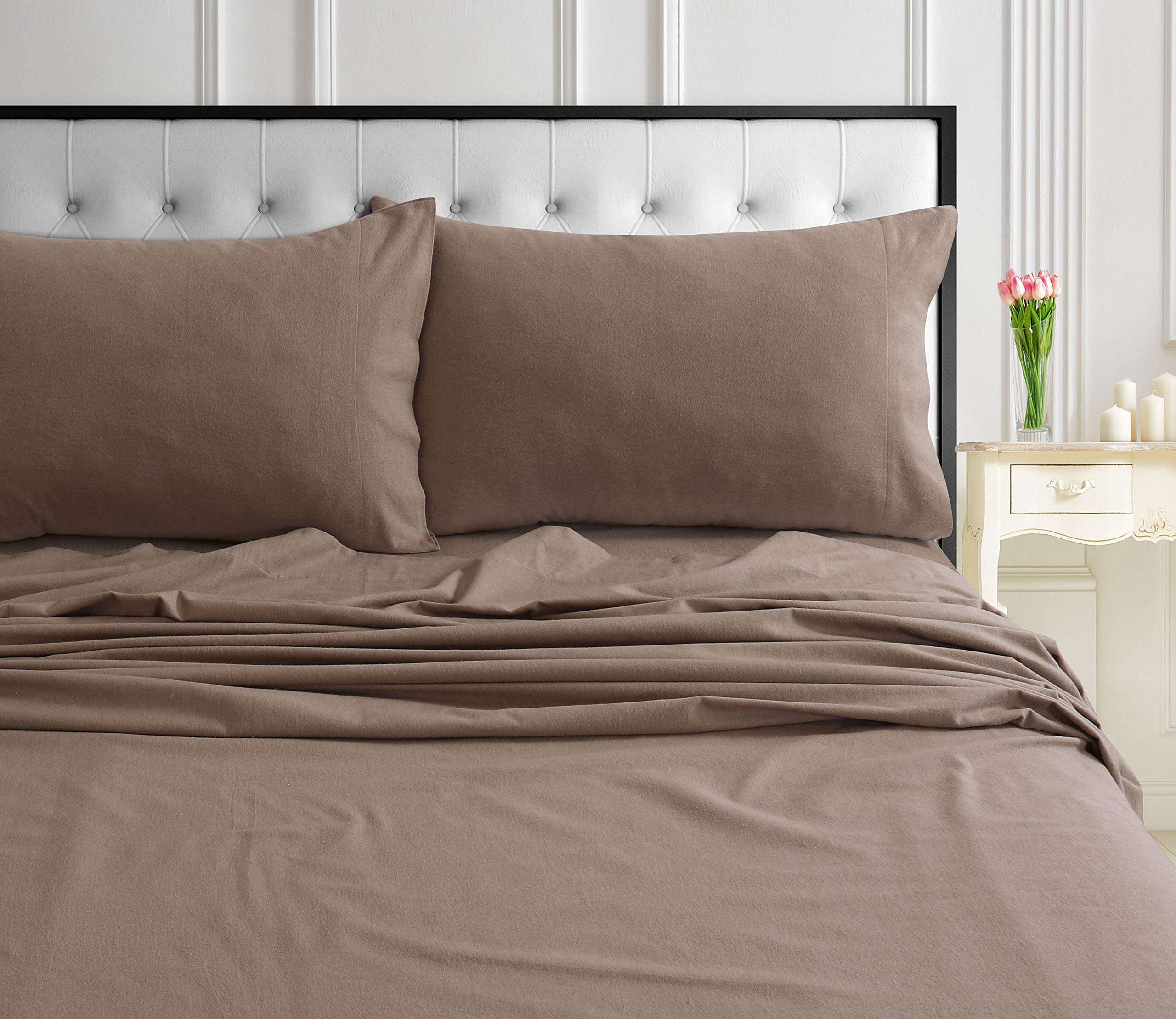 Tribeca Living 170SOSHEETCKOT Deep Pocket Sheet Set - California King Size, Soft Otter Brown - Luxury Bedding for Hotels, Guest Rooms & Master Bedrooms