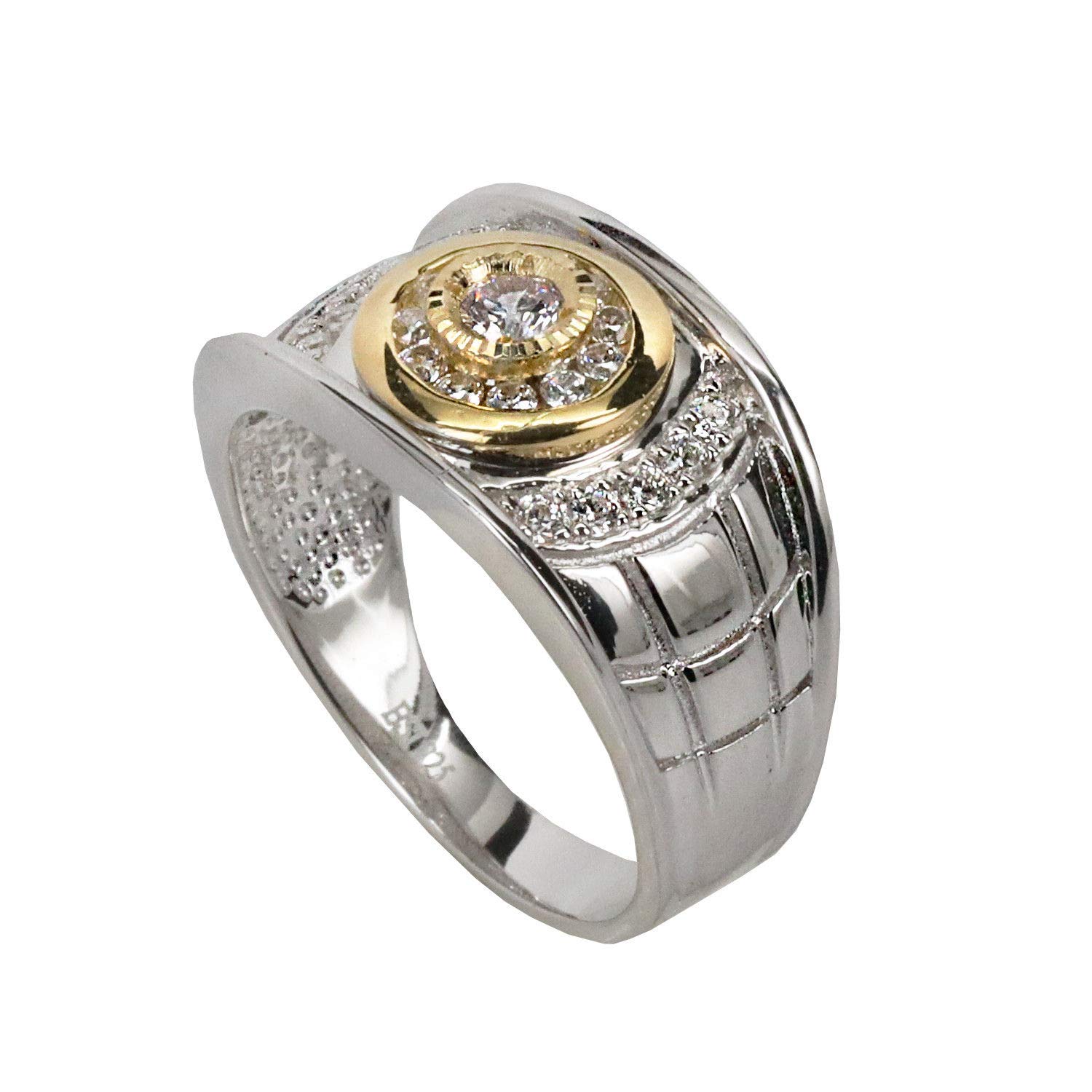 925 Sterling Silver Men's Iced Pinky Ring - Sizes 7-13 - Hip Hop Jewelry for Men - Perfect for Parties, Gifts, and Everyday Wear