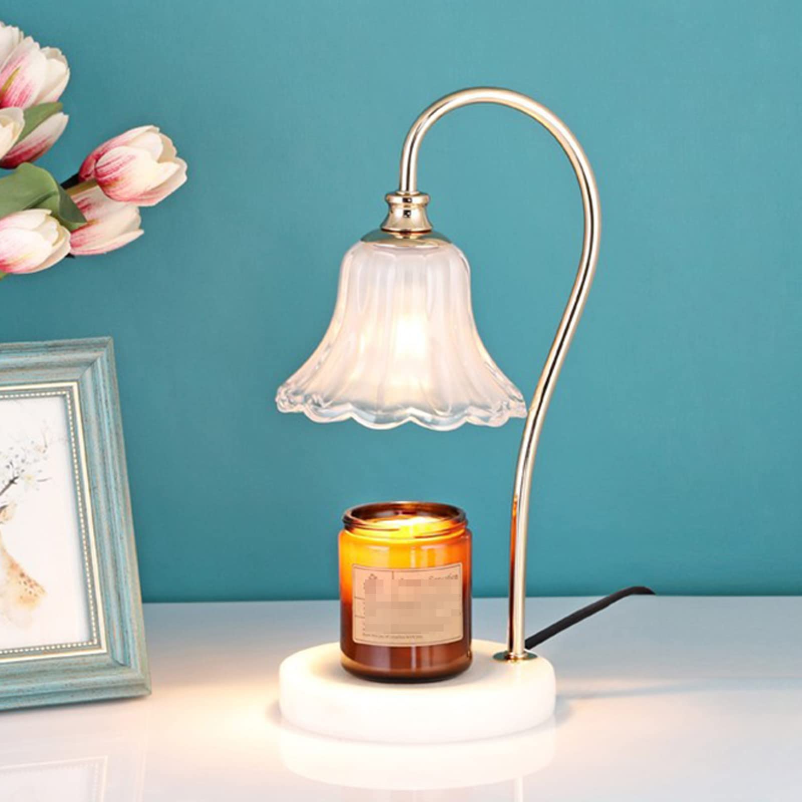 Nordic Light Luxury Wax Melting Lamp - Aromatherapy Bedside Table Lamp, Scented Candle Night Light for Bedroom & Living Room Decor - White - Perfect for Relaxation, Meditation and Home Ambiance