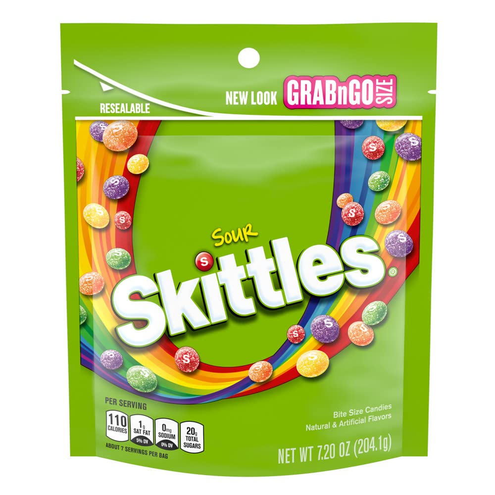 Skittles Sours Chewy Candy - 9 Oz Resealable Bags (8 Count) - Bulk Candy Box for Parties, Halloween Treats & Office Snacks