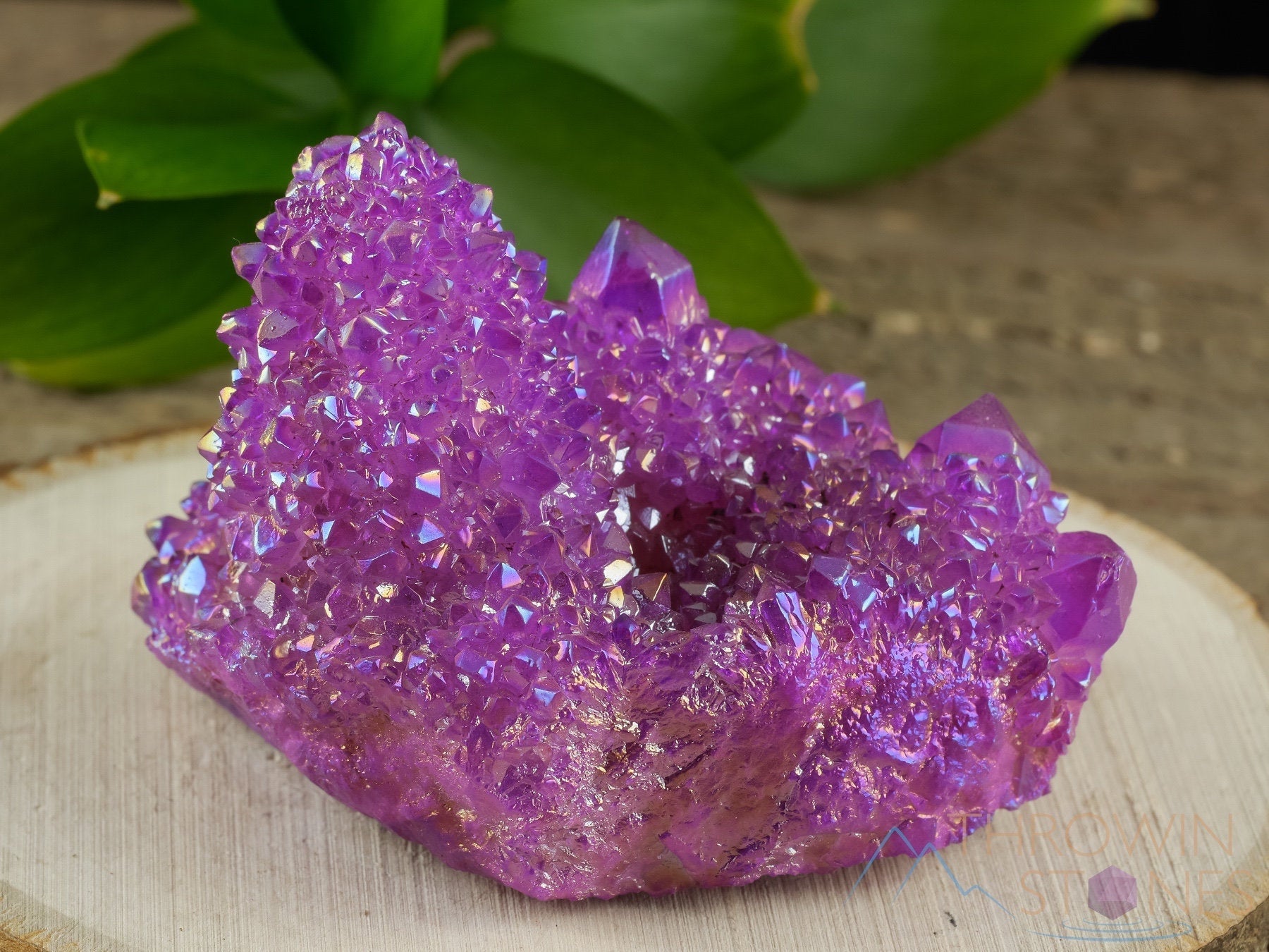 Natural Aura Ruby Pink Rainbow Quartz Crystal Cluster - Metaphysical Healing Stone, Spirit Quartz for Meditation & Energy Work - Home Decor, Gift Idea (R0610)