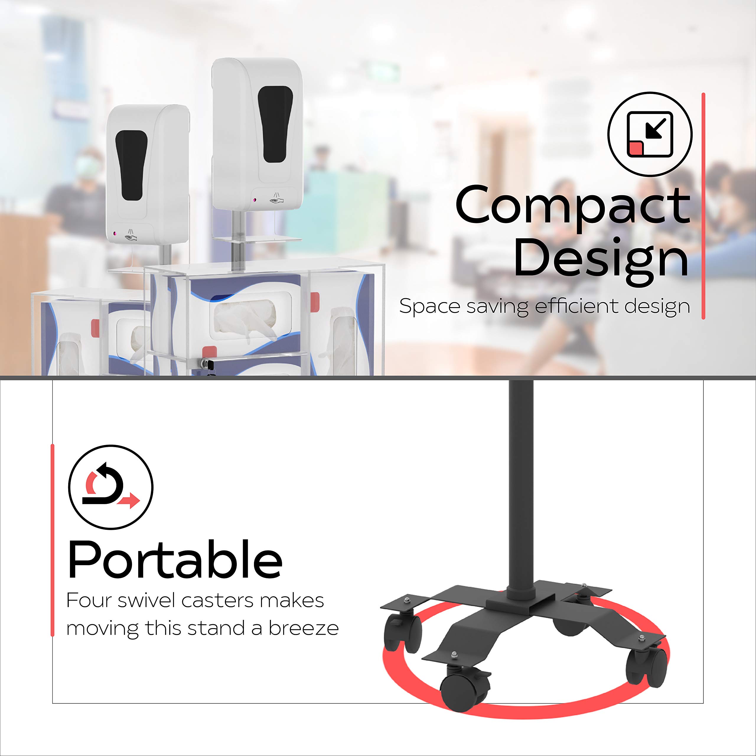 Compact Mobile Sanitizing Station with Automatic Soap Dispenser - Portable Hand Sanitizer Stand for Home, Office, and Public Spaces - Touchless Hygiene Solution for Germ Protection