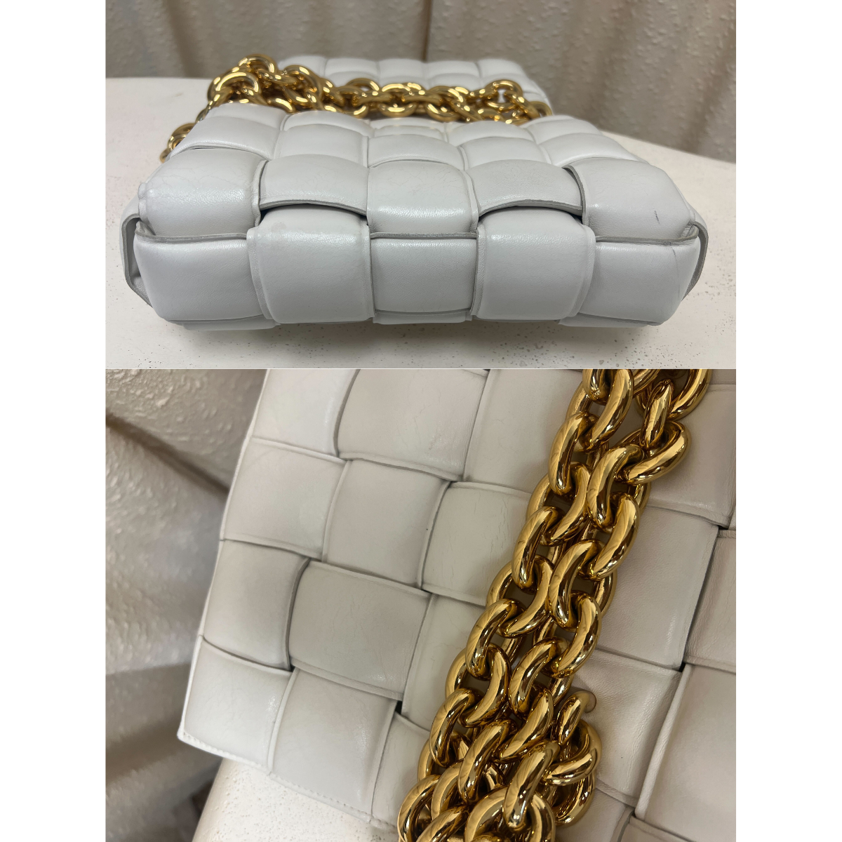 Bottega Veneta White Lambskin Maxi Intrecciato Padded Crossbody Bag - Luxury Leather Shoulder Purse for Women, Perfect for Work, Travel & Evening Events