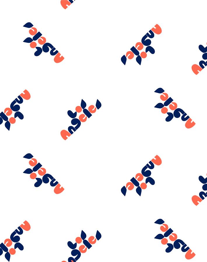 Clare V. Los Angeles Retro Wallpaper - Red, Navy & White Geometric Pattern - Perfect for Living Room, Bedroom & Office Decor