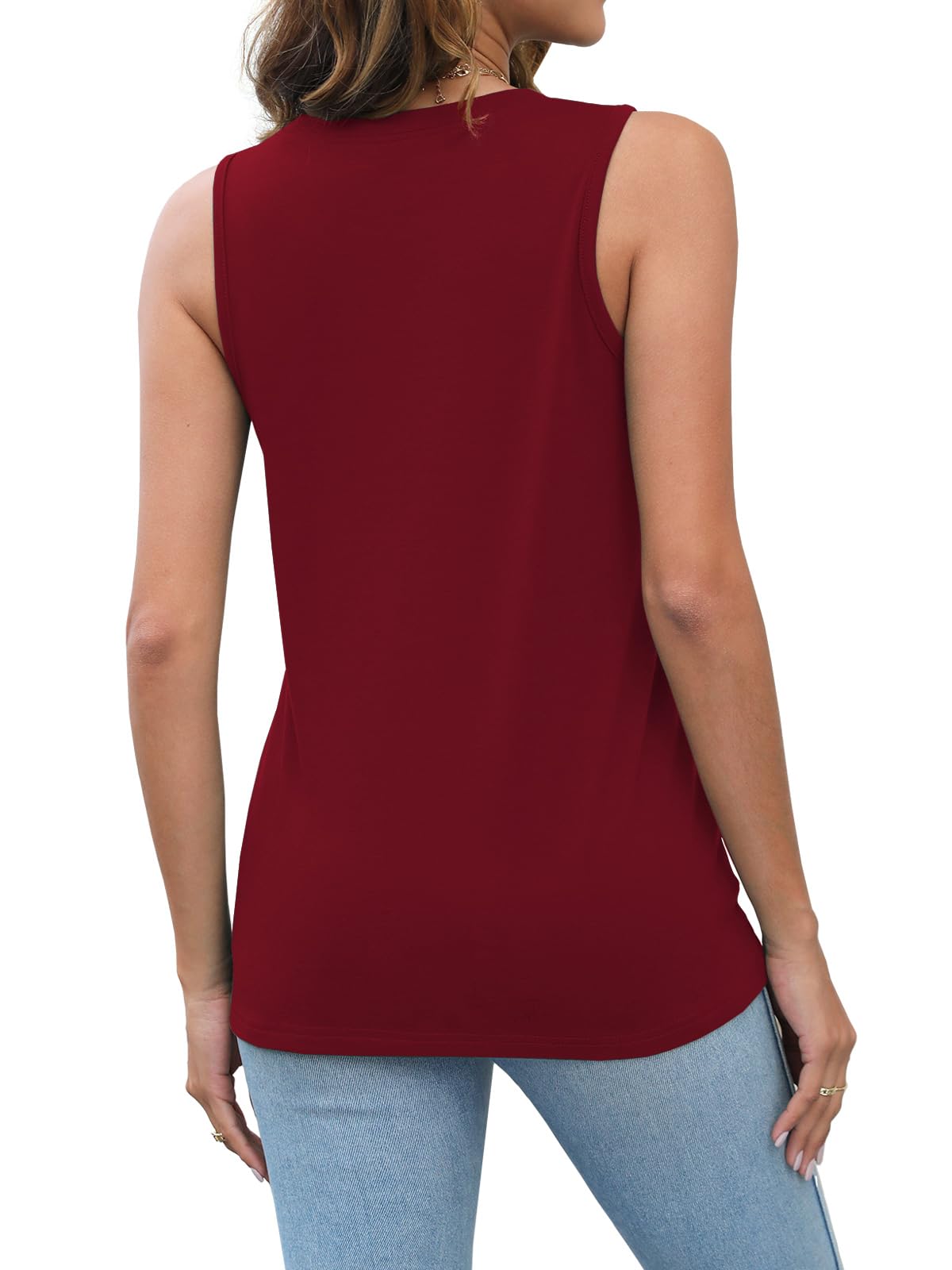 Heymiss Women's Summer 2024 Loose Fit Pleated Sleeveless Tank Tops - Round Neck Casual T-Shirts S-2XL for Beach, Vacation & Everyday Wear