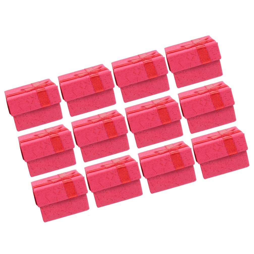 12pcs 4x4cm Bow Tie Gift Boxes with Lids - Elegant Present Storage Boxes for Jewelry, Birthday, Wedding & Christmas Party Decorations - Perfect for Gift Wrapping, Party Favors and Special Occasions (Red)