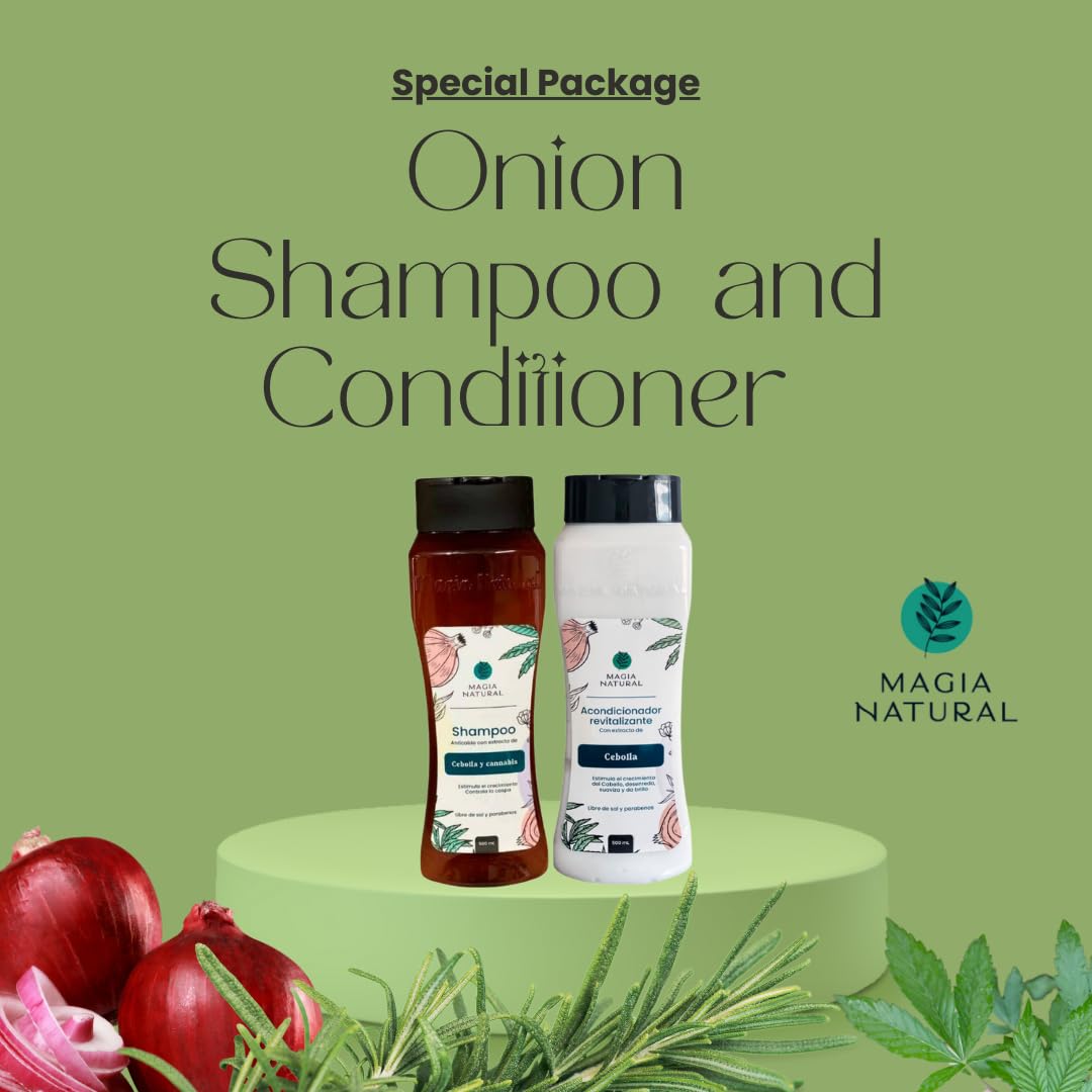 Isarena Beautyline Magia Natural Onion Shampoo & Conditioner Set (2 x 500ml) - Hair Growth Treatment for Thinning Hair, Anti-Hair Loss with Natural Ingredients | For Damaged Hair Repair & Scalp Care | Daily Hair Care Routine for Men & Women