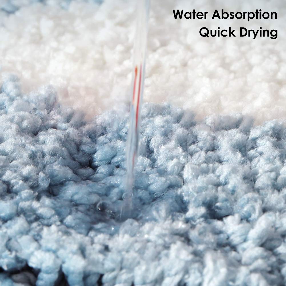 Tiita Non-Slip Bath Rugs 24x36 Inch - Ultra Absorbent Shaggy Microfiber Bathroom Mat, Machine Washable Blue Striped Shower Rug for Wet Floors - Perfect for Bathroom, Spa & Vanity Areas