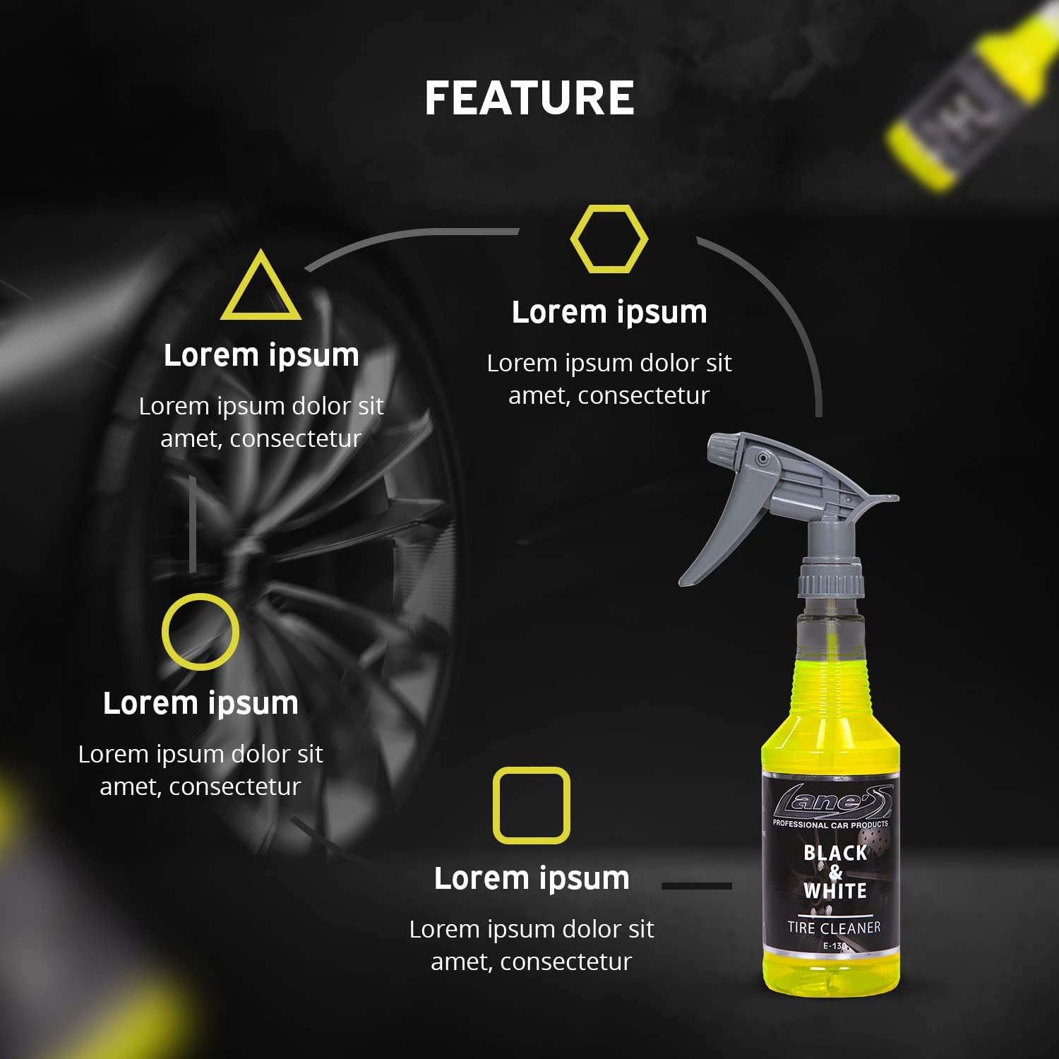 LANE'S Black and White Tire Cleaner - Powerful Tire Cleaning Spray for Cars, Trucks & Motorcycles - Restores Rubber to Like-New Black - Fast Acting Formula (1 Gallon) - Perfect for Auto Detailing, Car Wash & Tire Maintenance