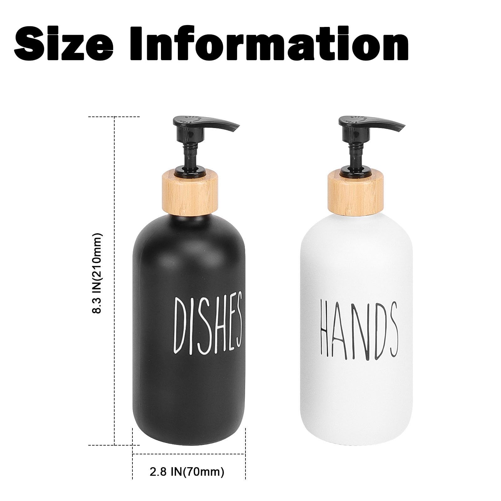 HarJue Glass Soap Dispenser Set - Refillable Dish Soap Pump for Kitchen & Bathroom | Countertop Shampoo & Conditioner Dispenser | Elegant Home & Restaurant Use