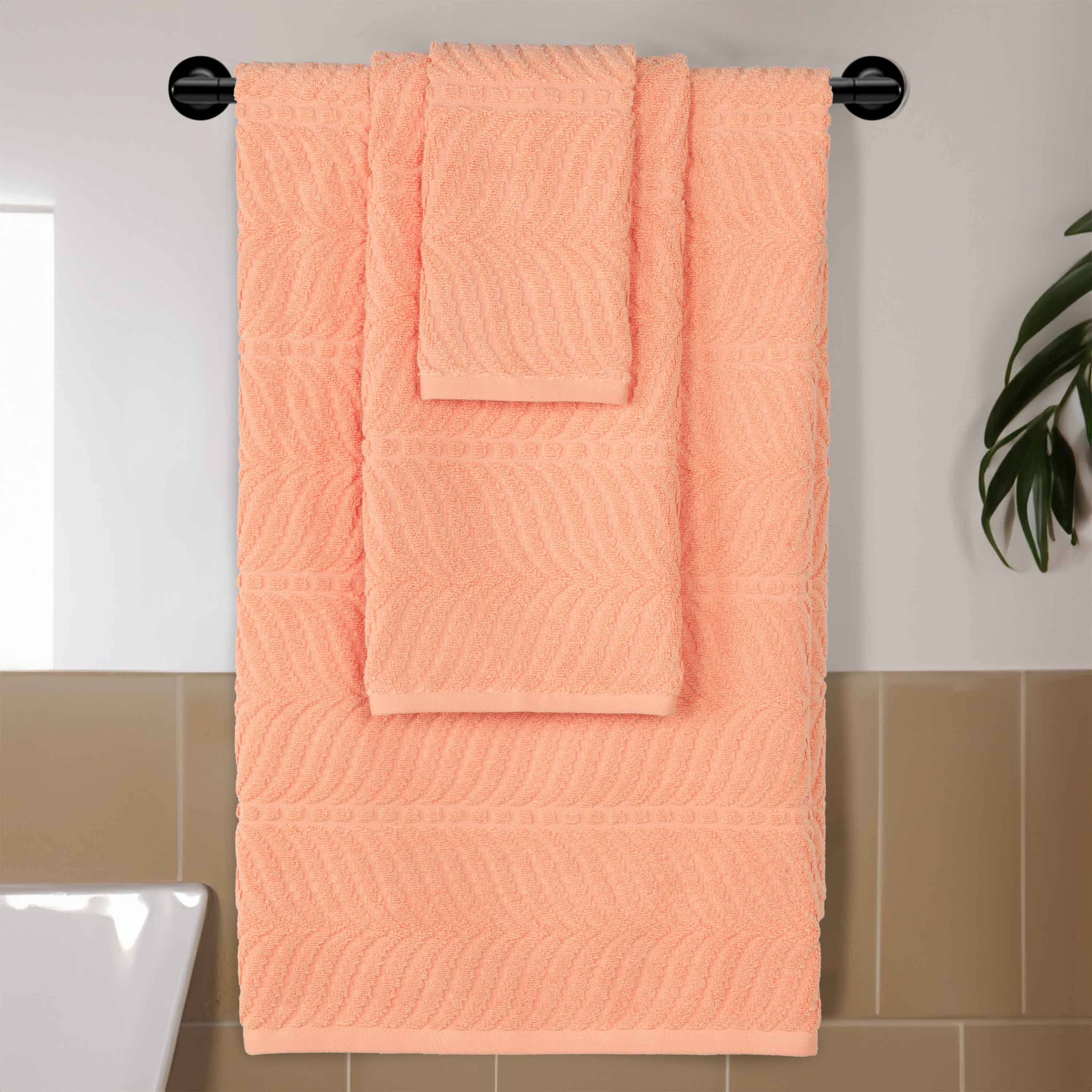 Premium Zero Twist Cotton Jacquard Towel Set - 3 Piece Luxury Bath Towels with Elegant Chevron Pattern for Spa, Bathroom & Guest Use