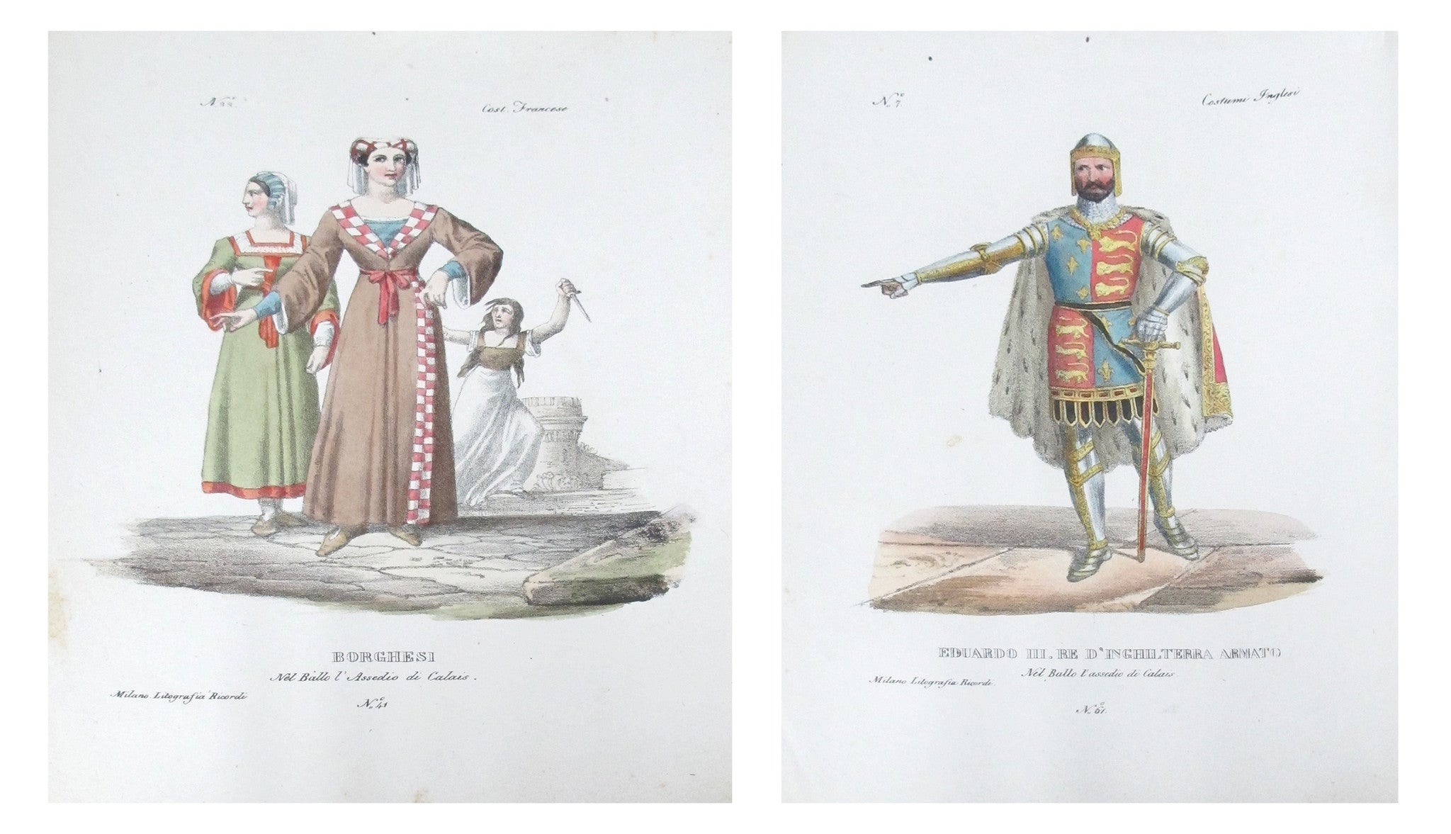 1799 Italian Courtly Clothing Design Stencils - Edward King of England & Borghese Noble Woman - Vintage Fashion Art for Historical Reenactments & Costume Design