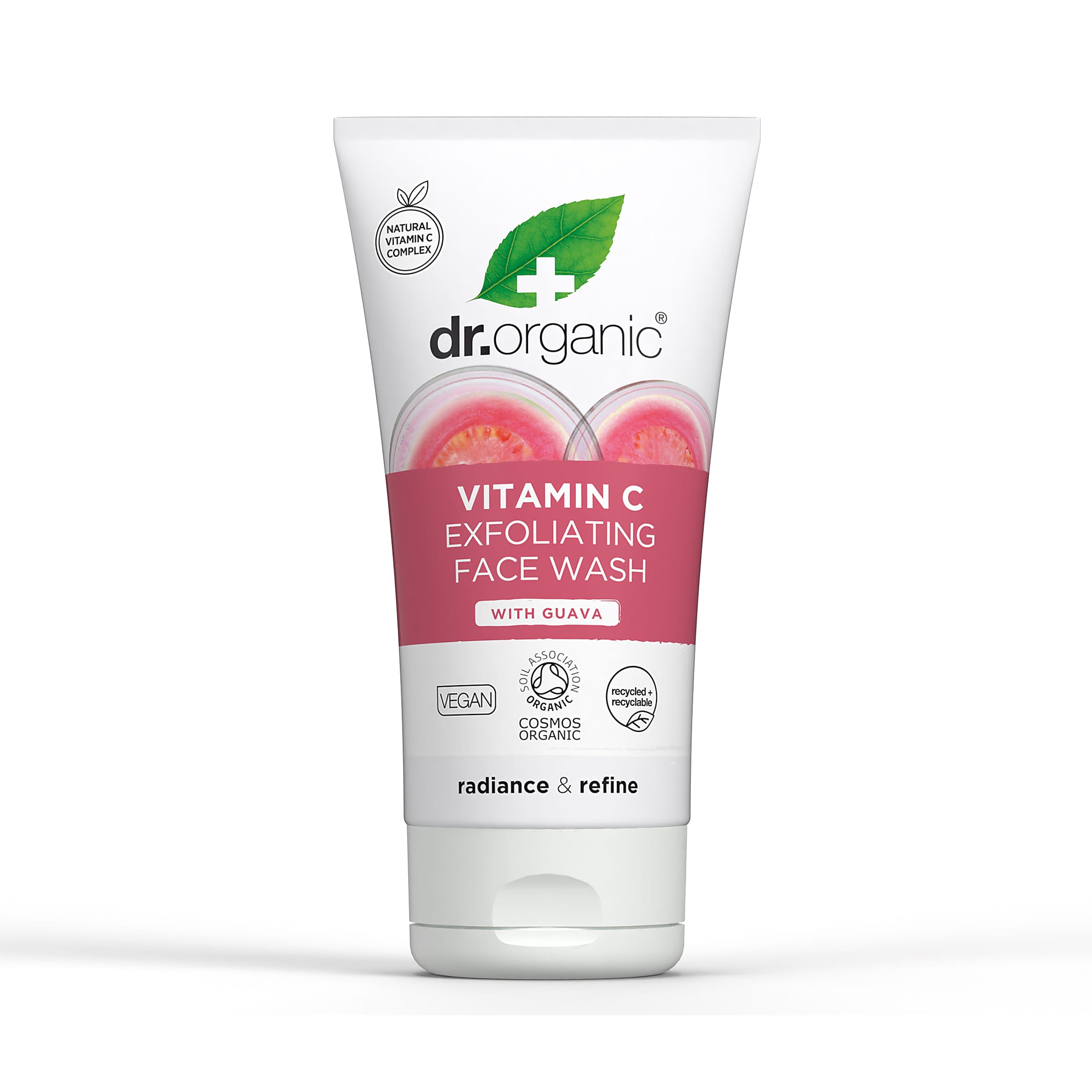 Dr Organic Exfoliating Face Wash with Organic Guava - Gentle Exfoliating Cleanser for Glowing Skin | Perfect for Daily Skincare Routine & Sensitive Skin Care