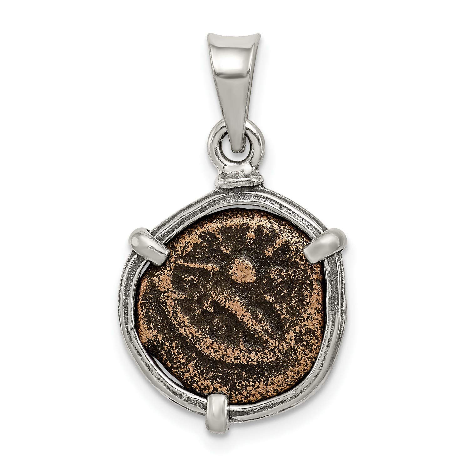 Antiqued Sterling Silver Widow's Mite Coin Pendant - Biblical Jewelry for Women, Men & Collectors - Perfect for Gifts, Faith-Based Fashion & Historical Replicas