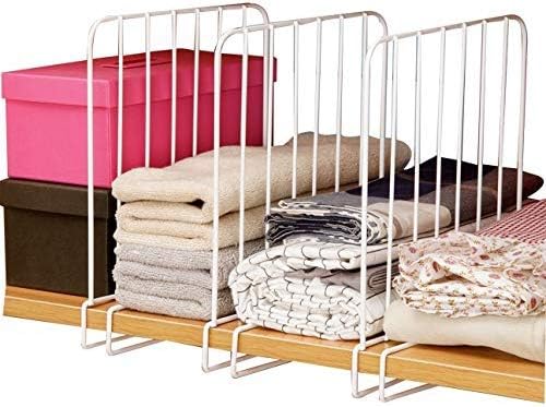 8-Pack White Acrylic Closet Shelf Dividers - Adjustable Vertical Wood Shelf Organizers for Wire Shelving - Perfect for Closet, Pantry & Storage Organization