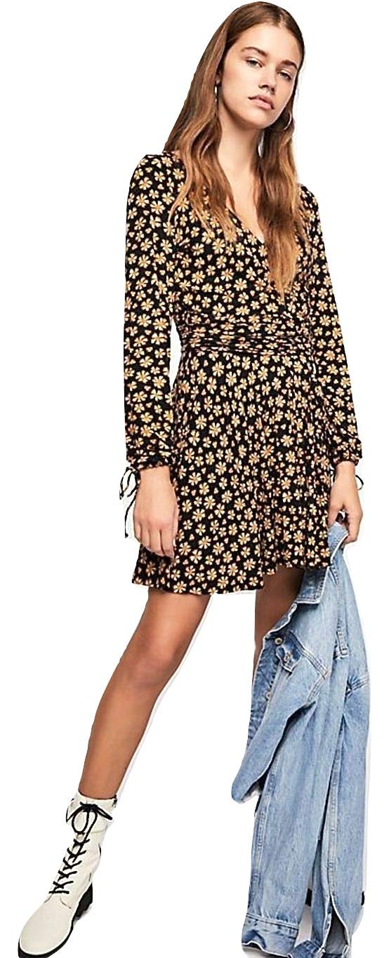 Free People Women's Pradera Mini Dress - Boho Floral Print Short Sleeve Summer Dress for Beach, Vacation & Casual Outings