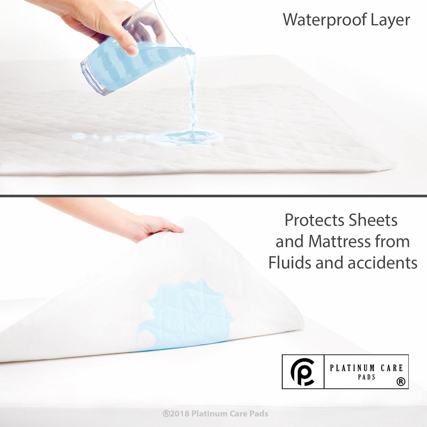 Platinum Care Pads™ 5 Pack - Washable & Reusable Bed Underpads 34x36 Inches (Pink) - Incontinence Pads for Adults, Elderly, Pets - Waterproof Bed Protector for Dogs, Cats, Bunnies - Perfect for Home Care, Travel & Nighttime Use