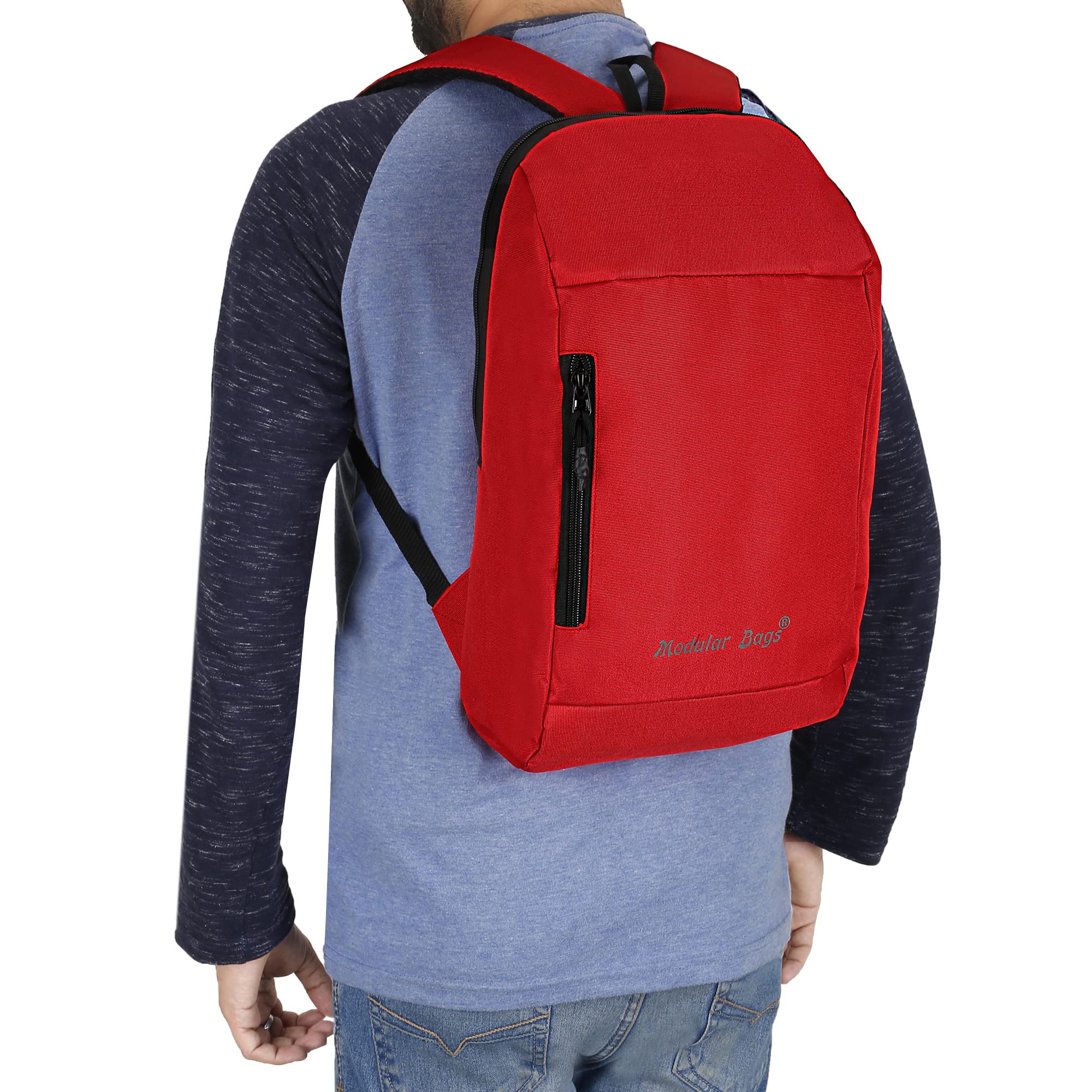 15L Modular PVC Coated Backpack for School, College & Travel - Lightweight Water-Resistant Casual Backpack (Red) | Perfect for Daily Commute, Campus Life & Outdoor Adventures