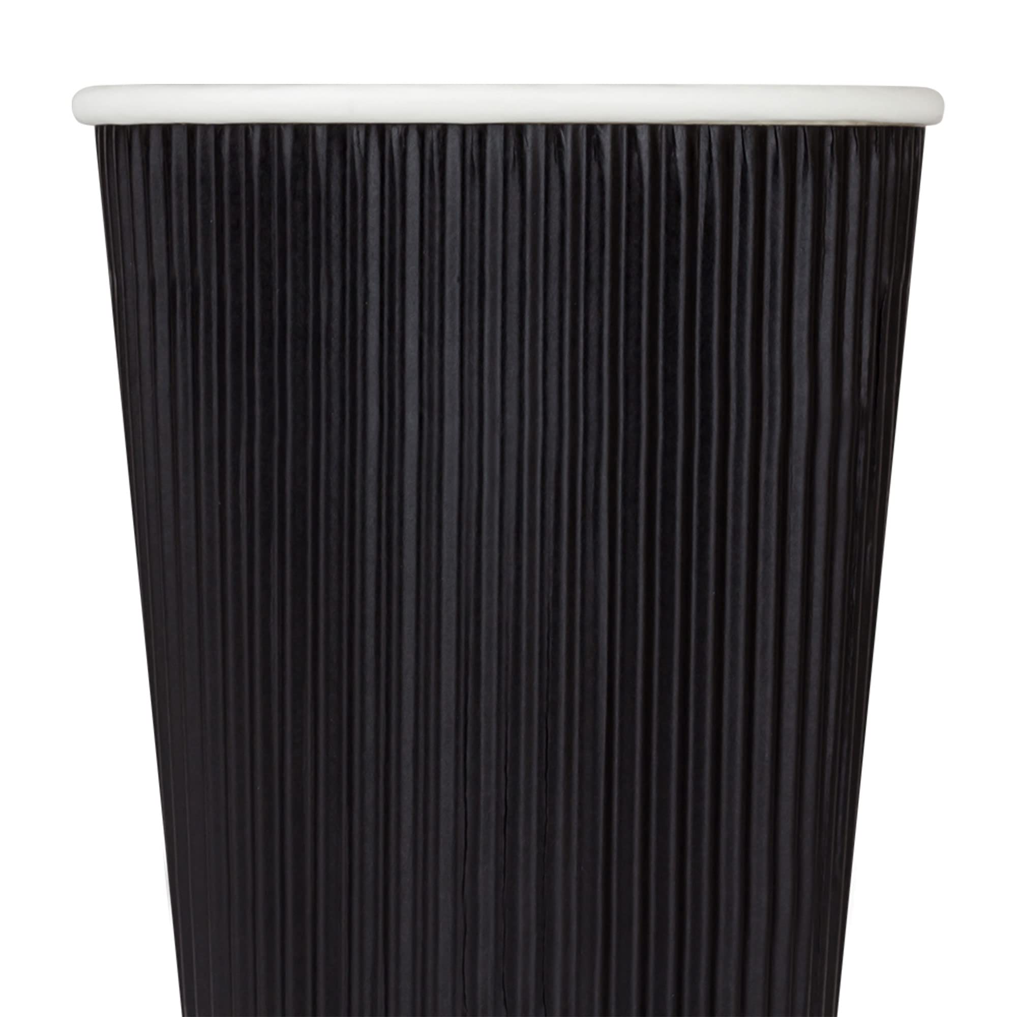 Karat 16oz Ripple Insulated Coffee Cups [500 Count] - Double Poly Lined Hot Drink Containers for Coffee, Tea & Cocoa - Perfect for Offices, Cafes & Catering - Black (C-KRC516B)