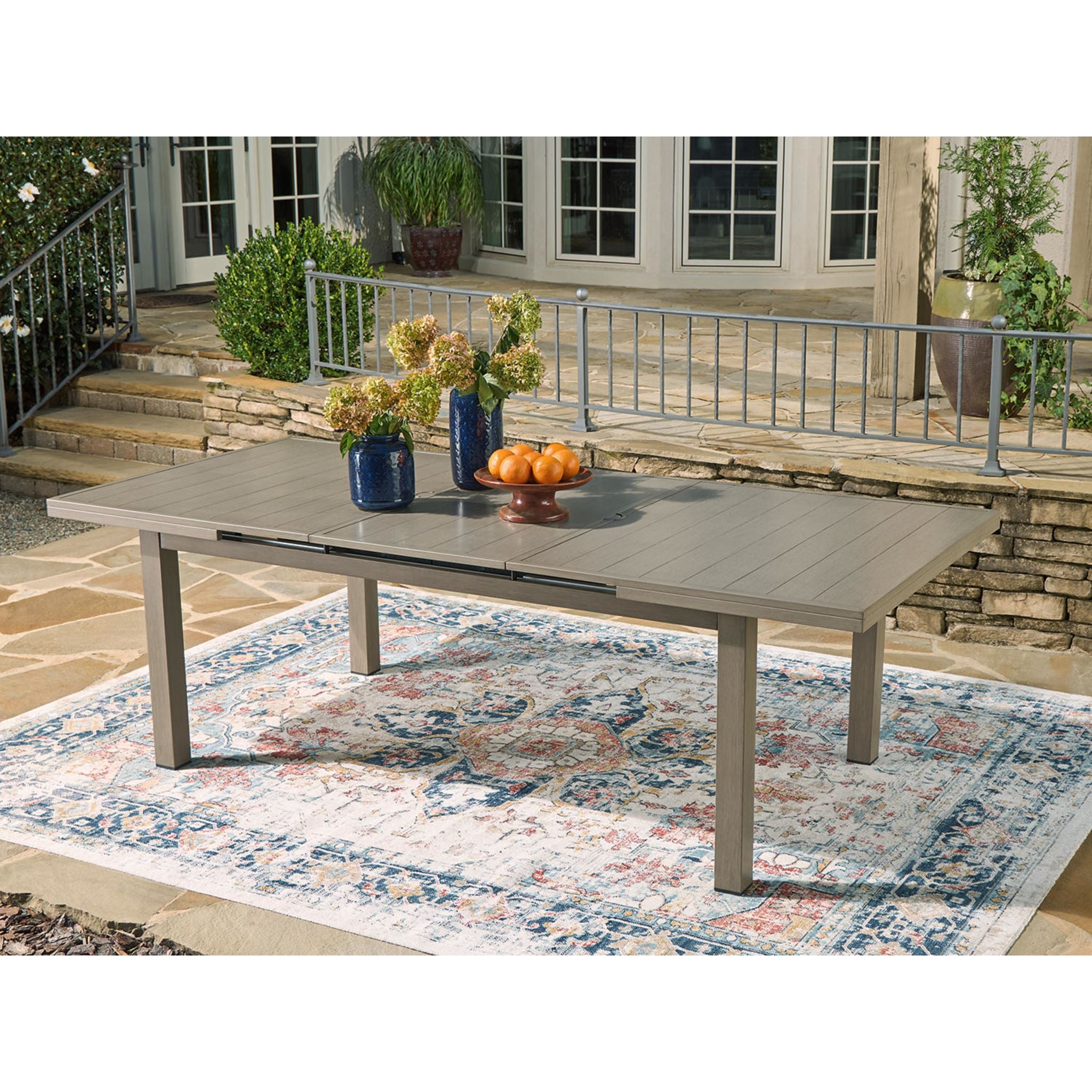 Beach Front Outdoor Rectangle Dining Table - Waterproof & UV Resistant Beige Patio Furniture for Poolside, Garden, and Backyard Dining