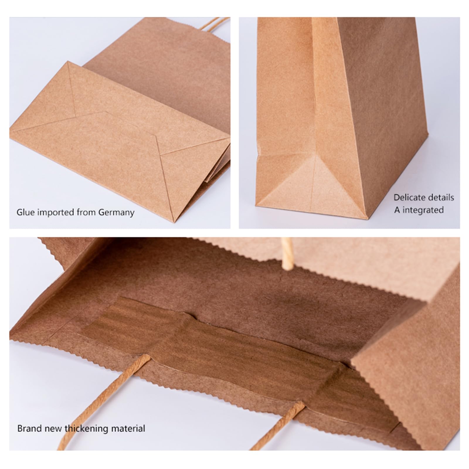 Vanhel 100 Pack Brown Kraft Paper Bags with Handles - 8x4.25x10.5 Inches Bulk Gift Bags for Parties, Birthdays, Retail & Favor Packaging | Eco-Friendly Shopping Bags for Weddings, Christmas, Store Merchandise & Gift Giving