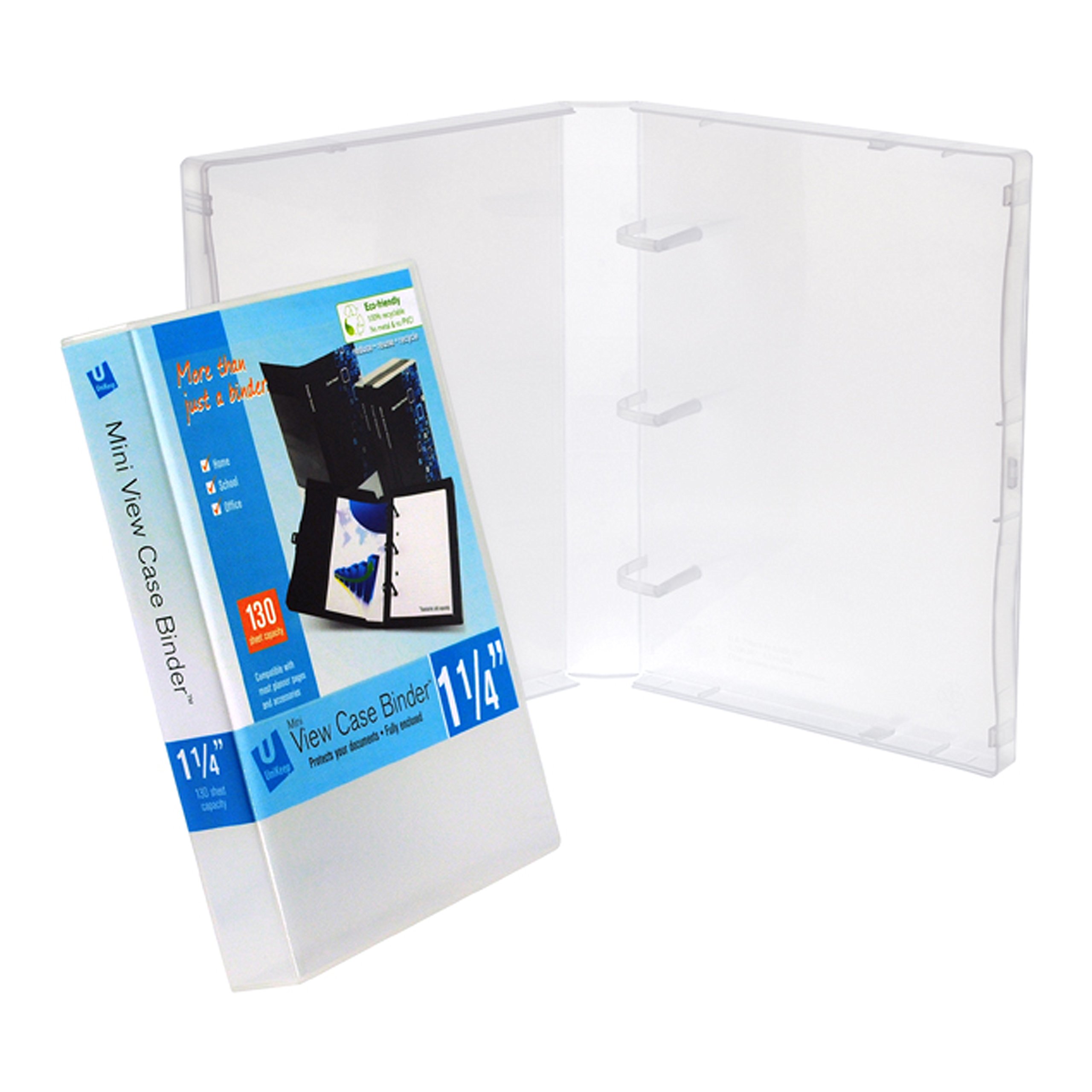 Mini UniKeep 3 Ring Binder - Clear Plastic 32mm Spine Binder with Outer Overlay - Set of 3 for School, Office & Home Organization