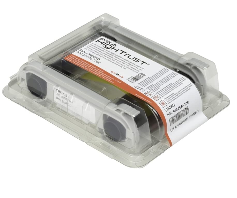 Evolis Primacy 2 R5F208A100 Color Ribbon - YMCKO - 300 Prints for ID Card Printing | High-Quality Color Ribbon for ID Badges, Security Cards & Access Control Systems