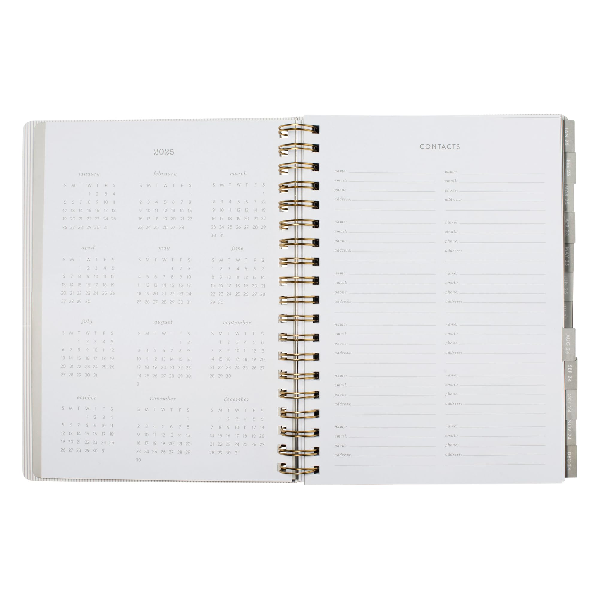 Fringe Studio 2025 Spiral Weekly Planner - August 2024 to December 2025, 17-Month Academic Planner with Faux Leather Cover, Standard Black, 6.875