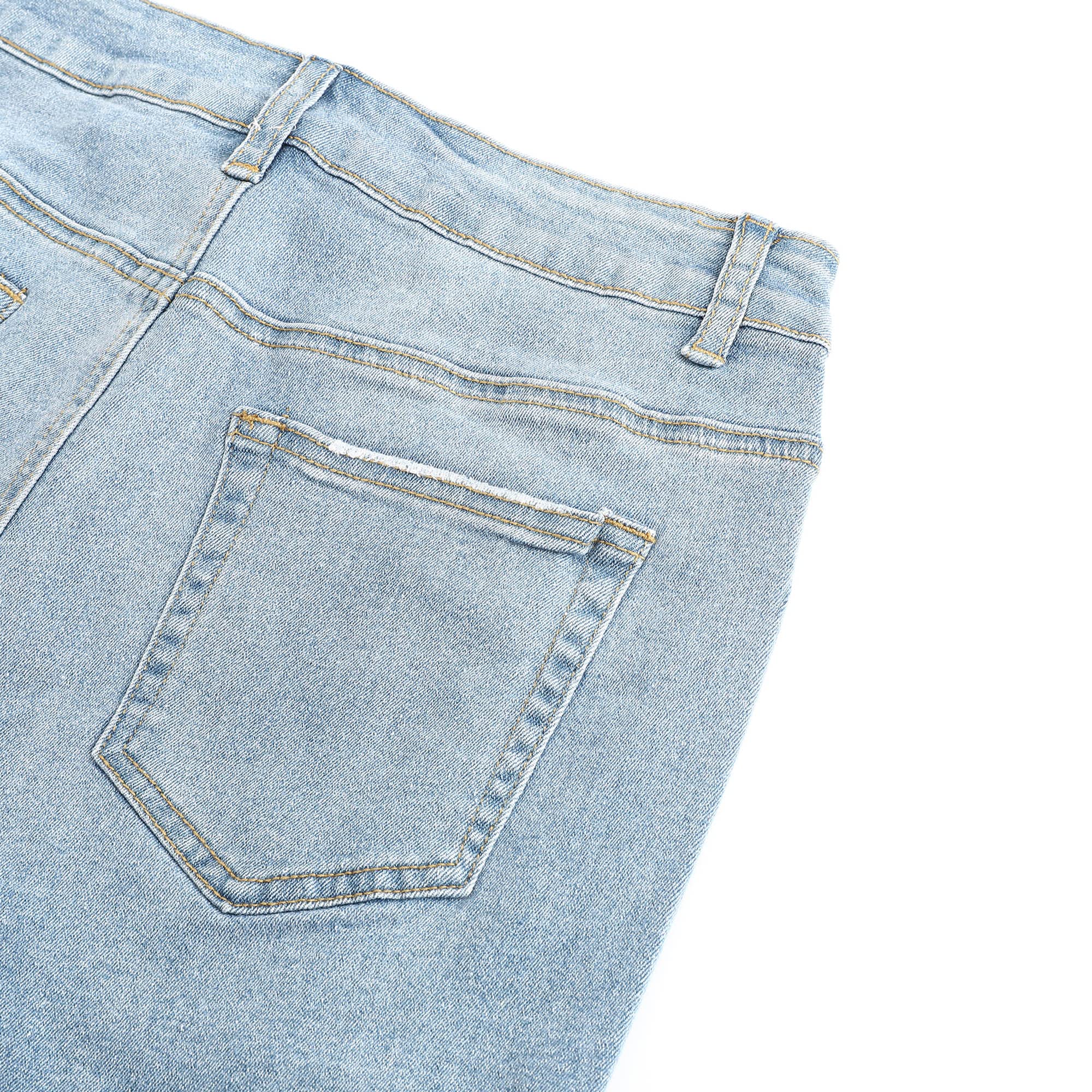 THUNDER STAR Women's Ripped Denim Shorts - Mid Rise Stretch Jean Shorts with Frayed Hem | Perfect for Summer Outfits, Casual Wear & Beach Vacations