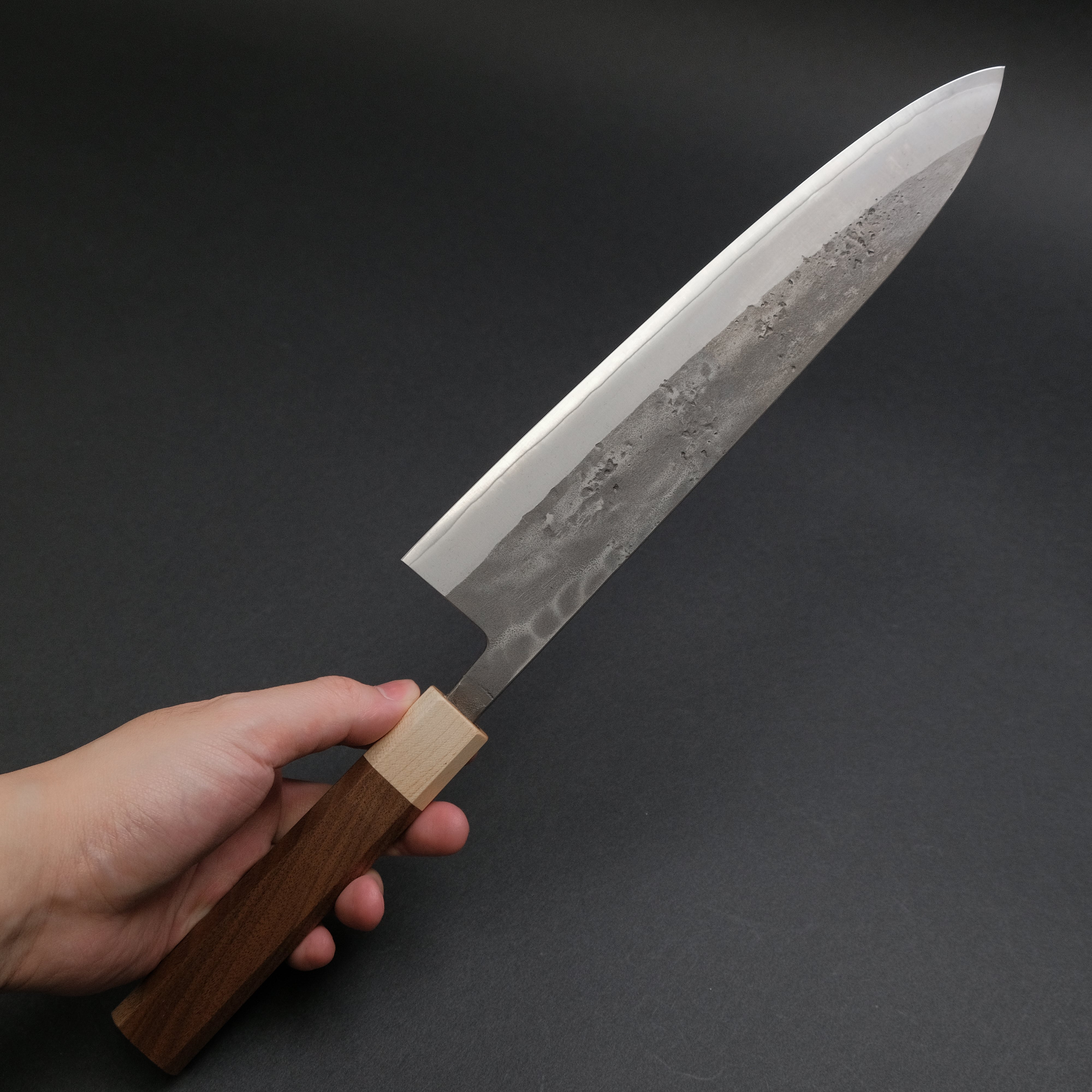 Hitohira TD SLD Nashiji Gyuto 240mm Japanese Chef Knife with Walnut Handle - Professional Kitchen Knife for Slicing, Dicing & Meat Cutting