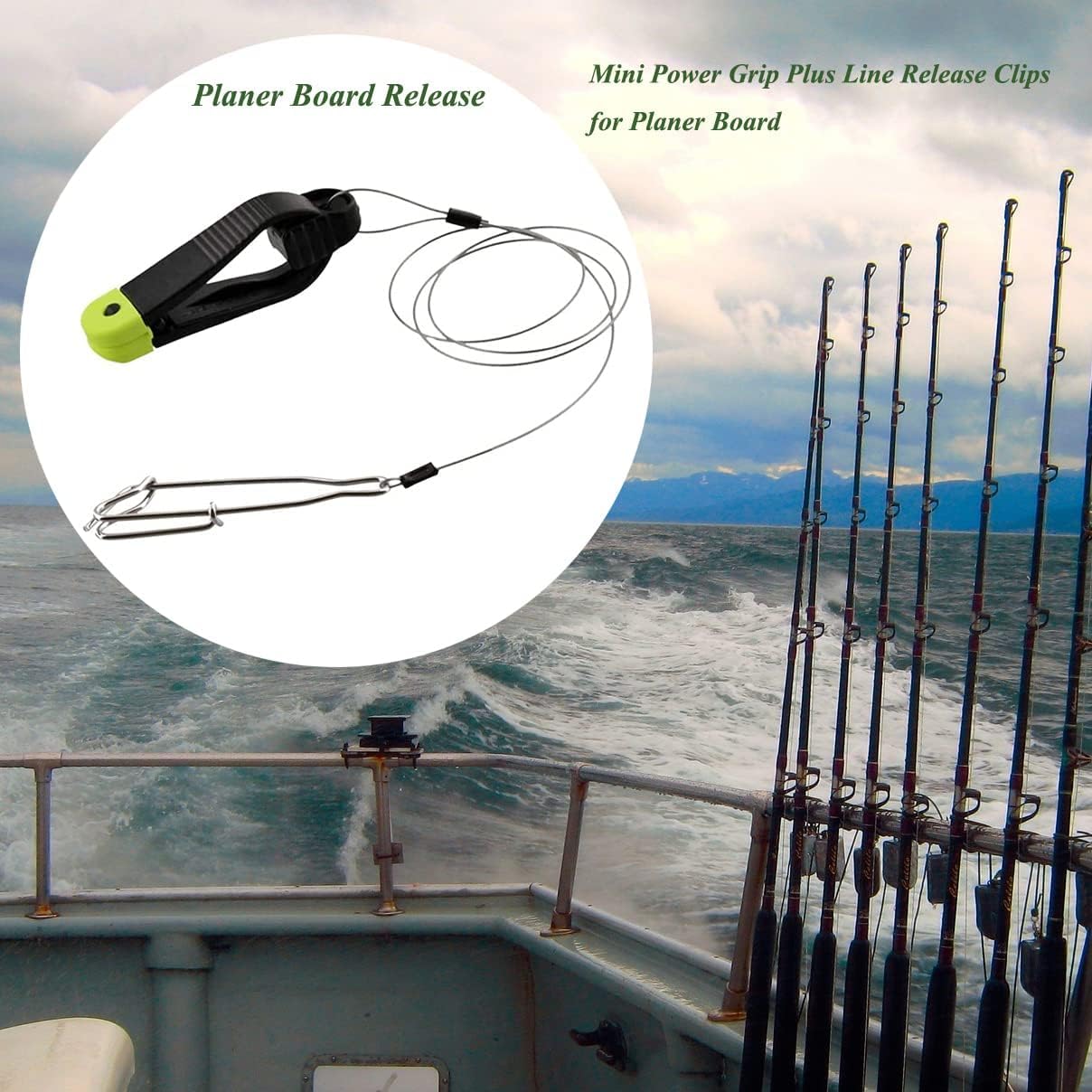 Heavy Duty Power Grip Line Release Clips - 18 Inch Leader for Planer Board & Downrigger - Premium Trolling Fishing Accessories for Walleye, Salmon & Bass Fishing (Great for Offshore & Inshore Fishing)