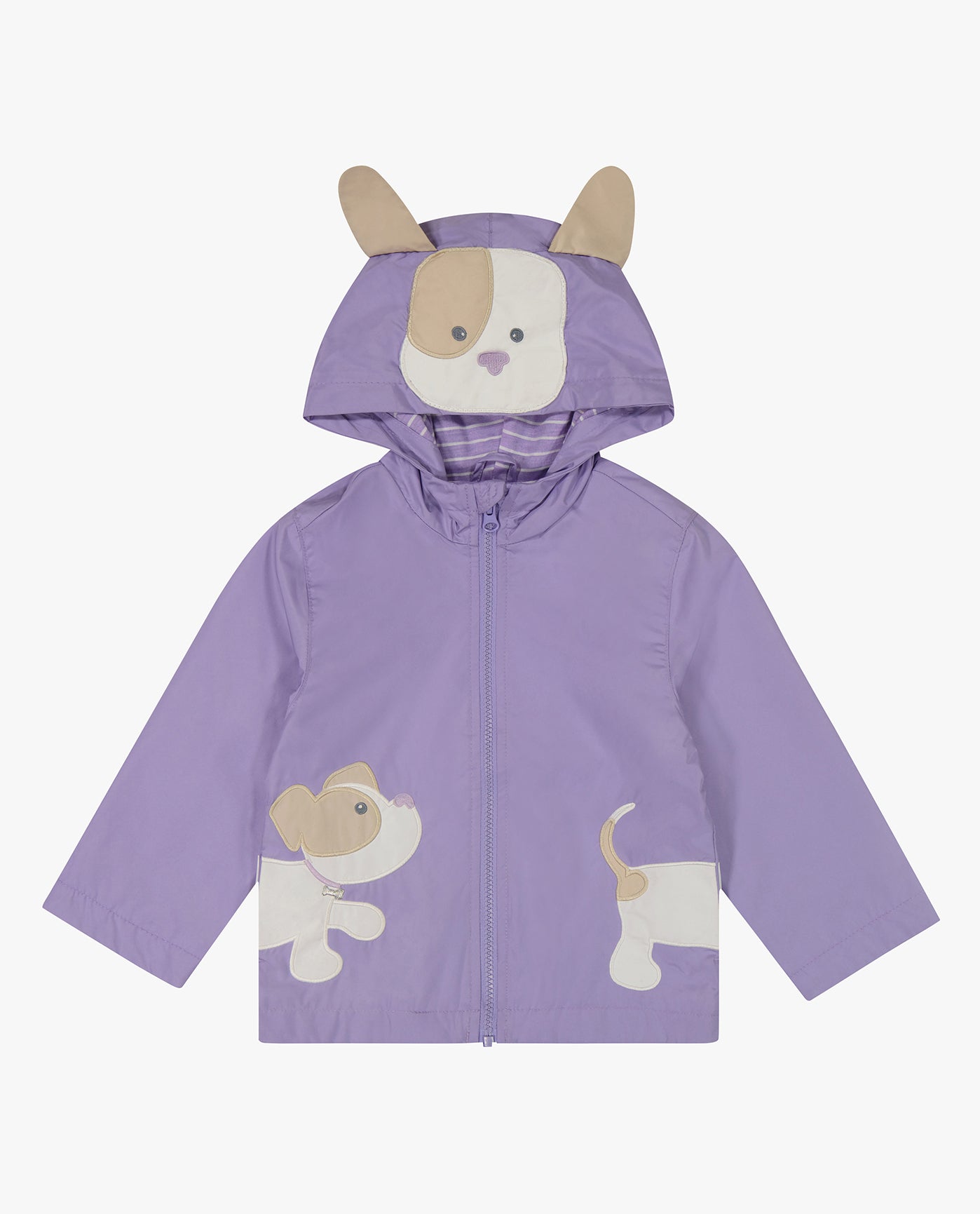 Cute Puppy Print Zip Front Hooded Raincoat for Baby Girls - Waterproof Toddler Rain Jacket for Outdoor Play & Preschool