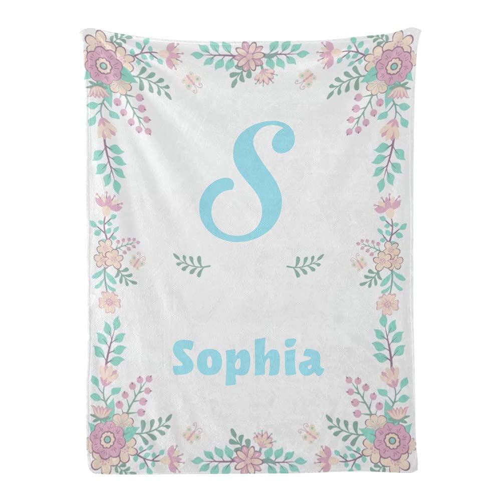 Custom Personalized Floral Monogram Baby Blanket - Super Soft Fleece Nursery Blanket for Boys & Girls (30x40 Inches) | Perfect for Baby Showers, Birthdays & Nursery Decor