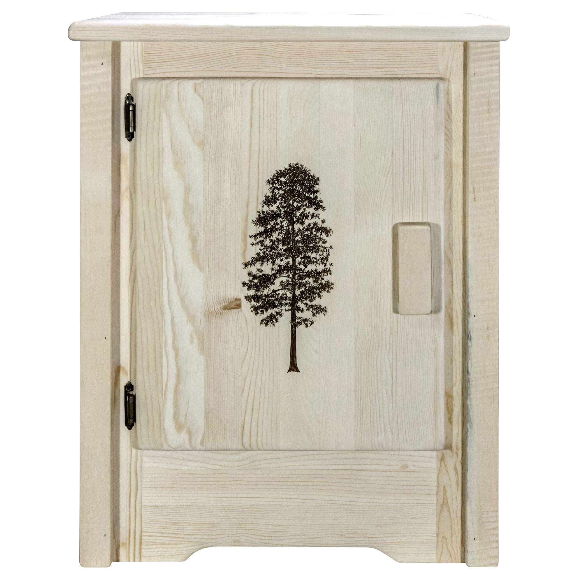 Montana Woodworks Homestead Collection Accent Cabinet - Handcrafted Pine Wood with Laser Engraved Design, Left-Hinged Door, Unfinished DIY Furniture for Rustic Home Decor, Living Room, Bedroom or Entryway Storage