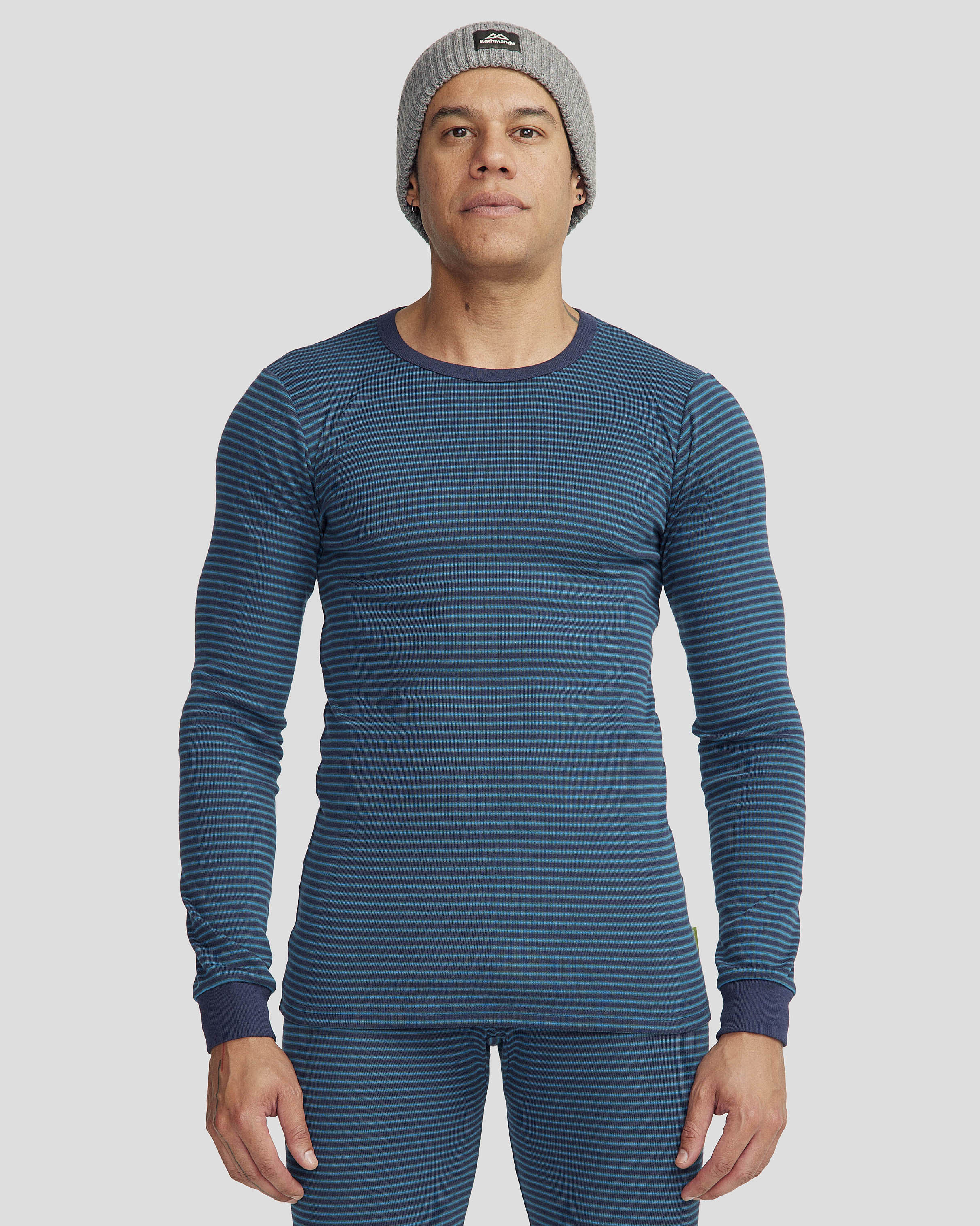 KMDCore Women's Long Sleeve Striped T-Shirt - Dark Eddy/Navy Stripe Casual Top for Everyday Wear, Work & Layering