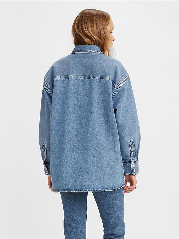 Levi's A33730004 Women's Dylan Oversize Western Denim Jacket - Z3375 Indigo Stonewash for Casual Outfits & Street Style