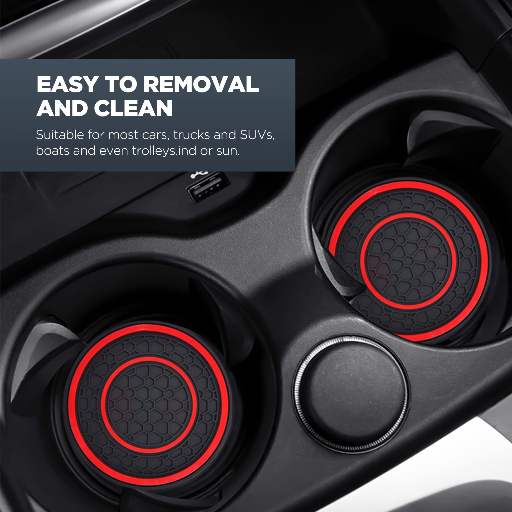 2-Pack Non-Slip Car Cup Coasters - 2.75