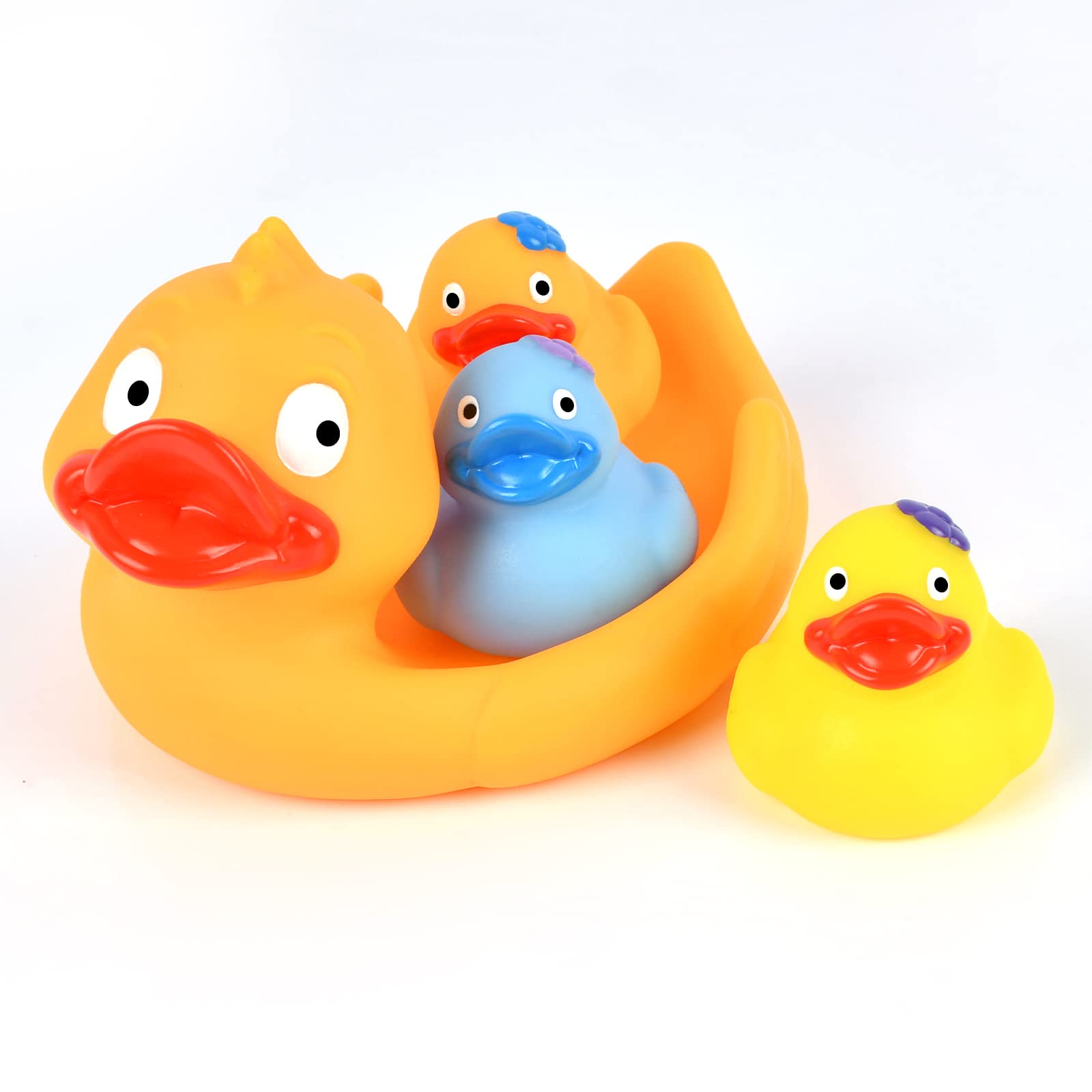 LIANXIN Baby Bath Toys Set of 4 - Floating Rubber Duck Bathtub Toys for Toddlers 1-3 Years Old | Safe & Fun Bath Time Toys for Kids Age 2-4 | Perfect Bath Gift for Pool, Family & Baby Shower | Encourages Sensory Play & Water Exploration