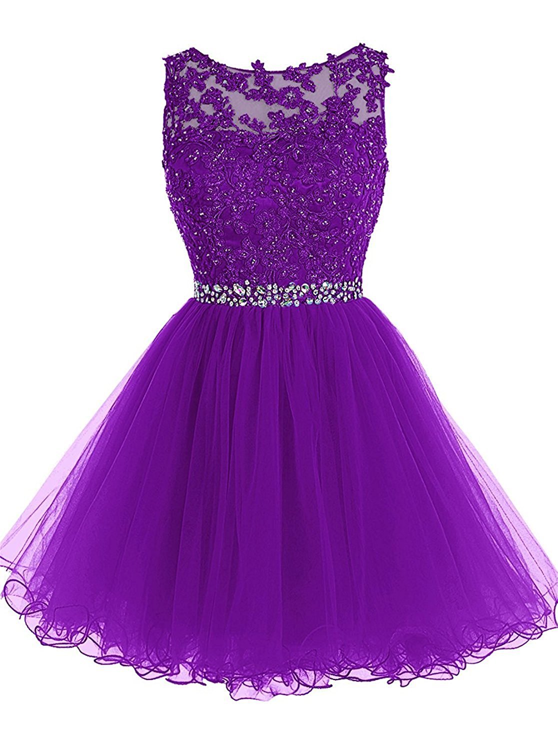 Aiyi Sheer Bateau Beaded Lace Tulle Short Prom Homecoming Dress Plus Size Violet US 16W - Elegant Party Gown for Formal Dances, Weddings & Special Occasions