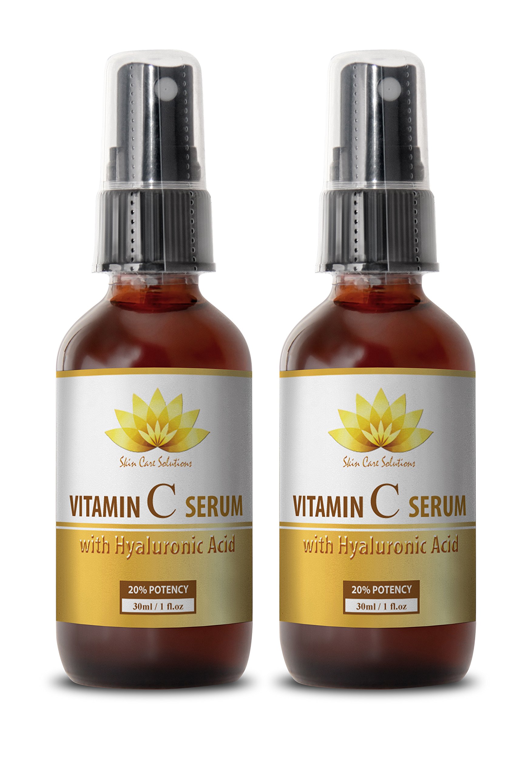 Vitamin C Serum with Hyaluronic Acid - Anti-Aging Facial Serum for Brightening & Hydration - 2 Pack (Day & Night Skincare Routine)