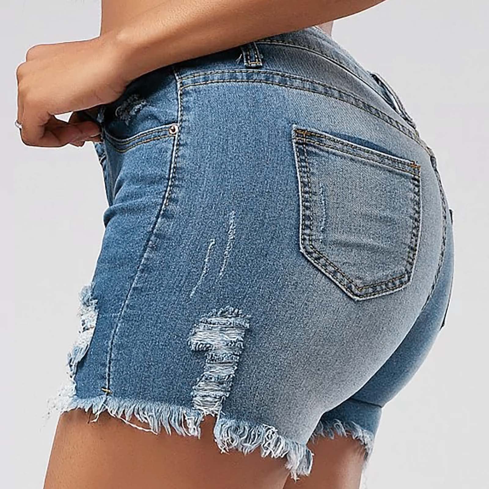 Women's Denim Shorts - Casual Button Front Mid Waist Jean Shorts with Pockets | Elegant Dressy Shorts for Going Out, Gym & Summer Wear