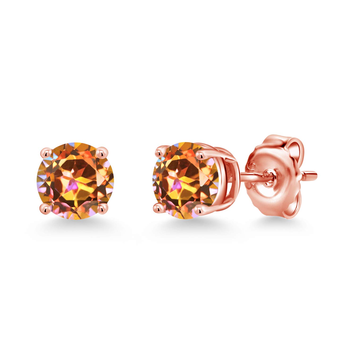 Gem Stone King 18K Rose Gold Plated Sterling Silver 6MM Round Birthstone Stud Earrings for Women & Men | Perfect Gift for Birthday, Anniversary & Special Occasions