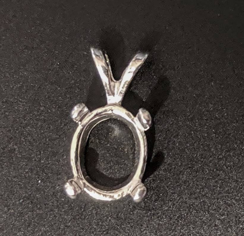 Solid Sterling Silver or 14kt Gold 5x3mm to 9x7mm Oval Cut Low Profile Pendant Setting for Shallow Gemstones - Jewelry Making Supplies for DIY Necklace & Pendant Creations