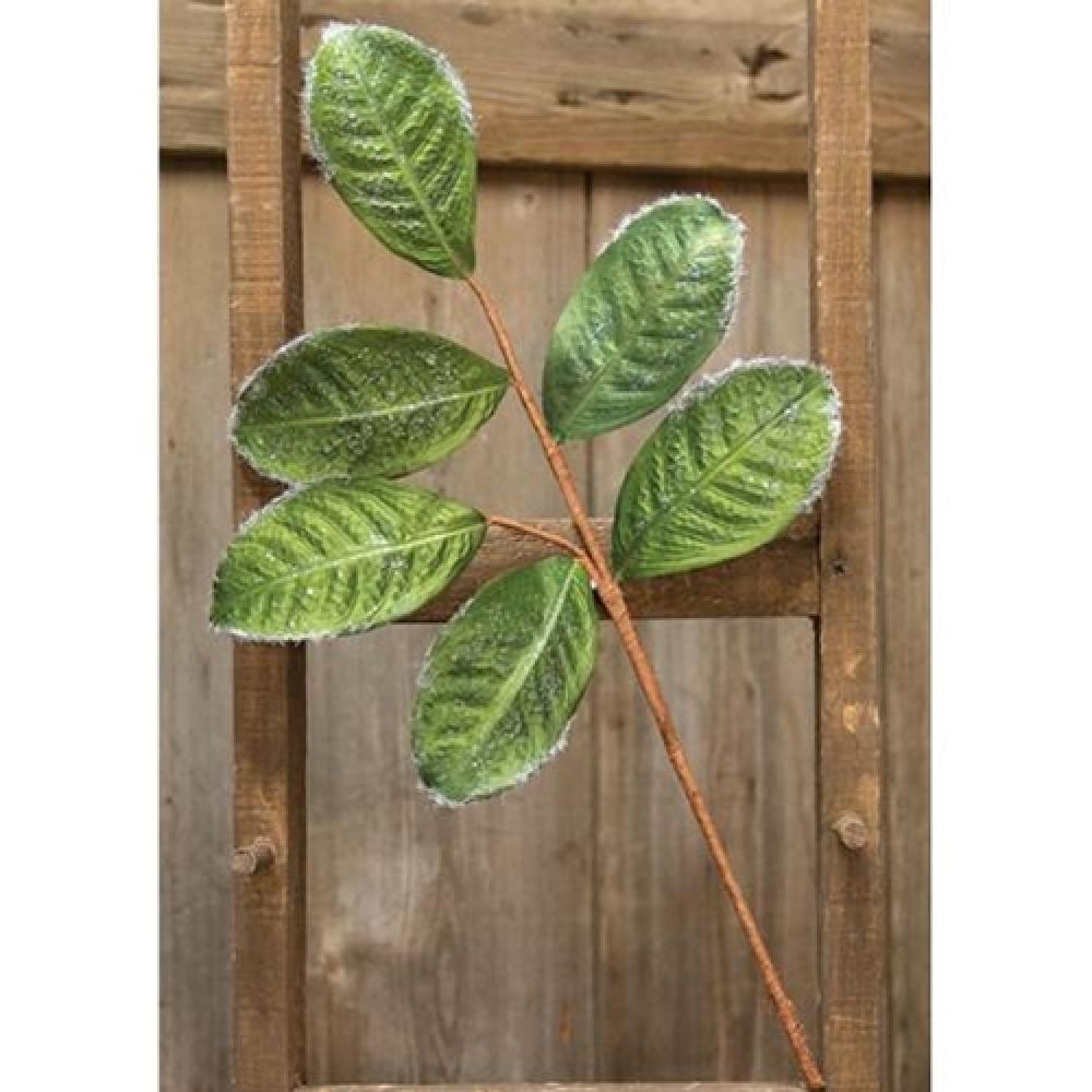 20PCS Flocked Magnolia Leaves Spray - Realistic White Artificial Greenery for Christmas Tree Decor, Wedding Centerpieces & Home Floral Arrangements