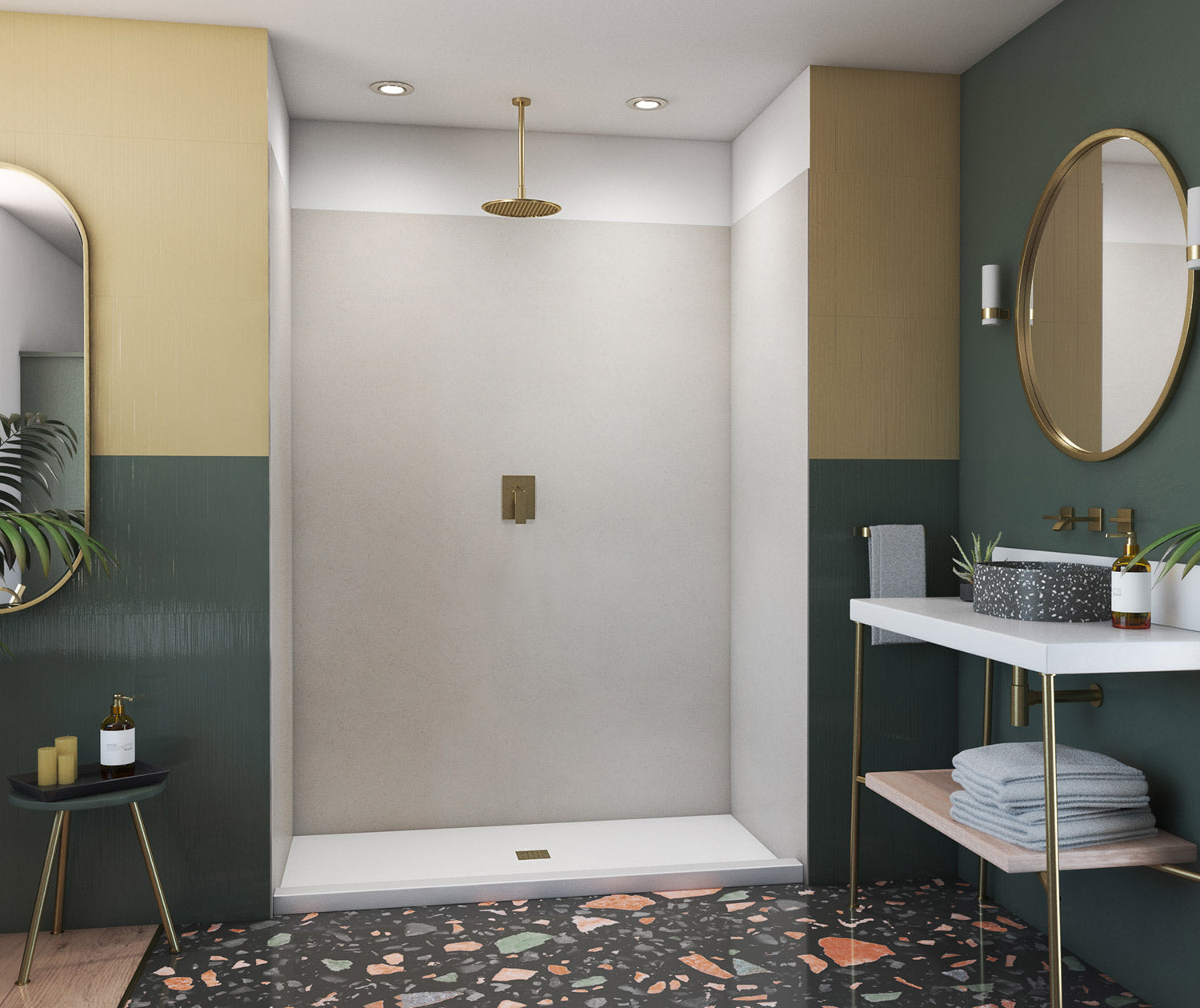 36x48x96 Swanstone Solid Surface Shower Wall Kit - Waterproof & Mold-Resistant Bathroom Remodeling Solution for Modern Homes & Commercial Spaces