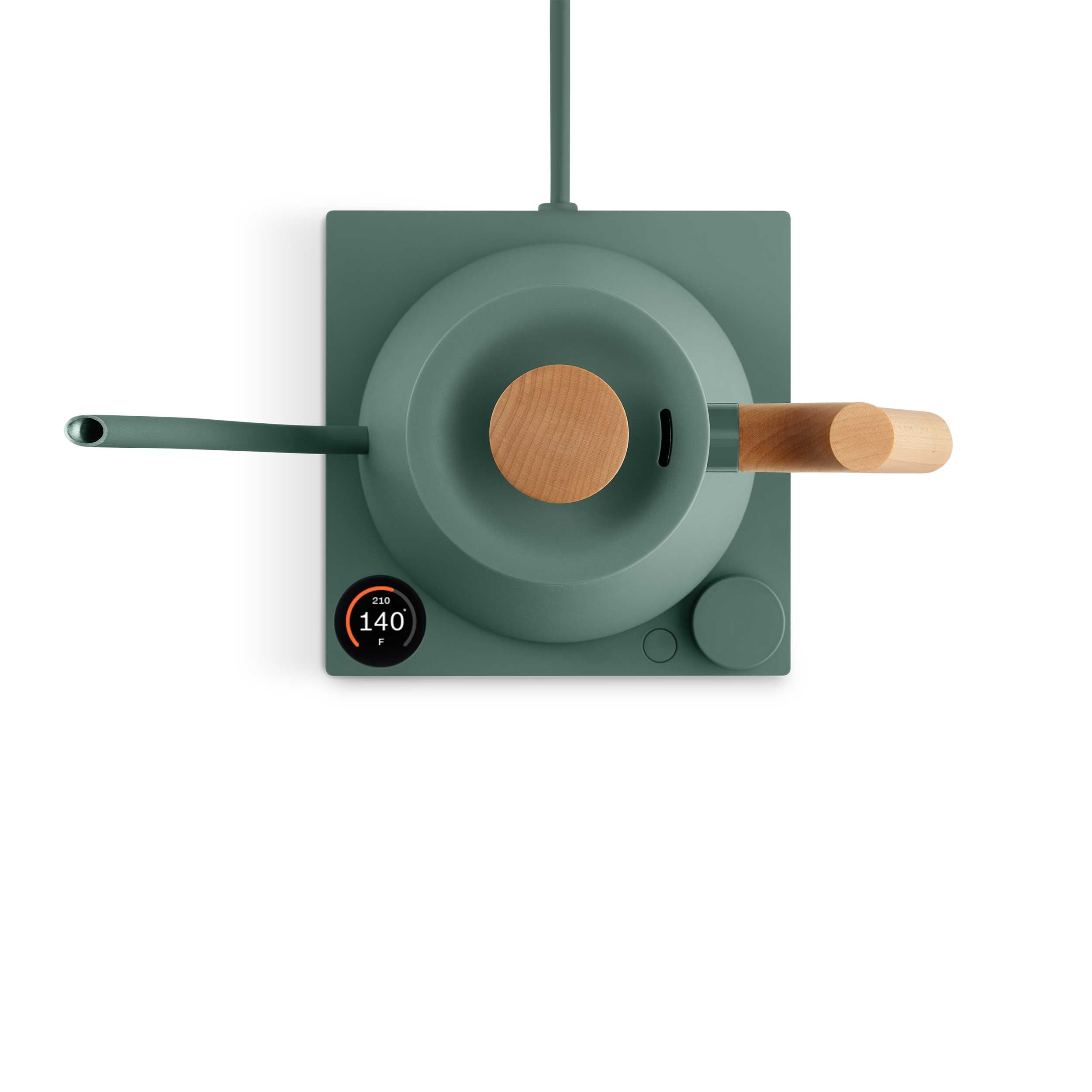 Fellow Stagg EKG Pro Electric Gooseneck Kettle - Precision Temperature Control, Fast Heating, Smoke Green with Maple Wood Handle - Perfect for Pour Over Coffee, Tea Brewing & Home Barista Use