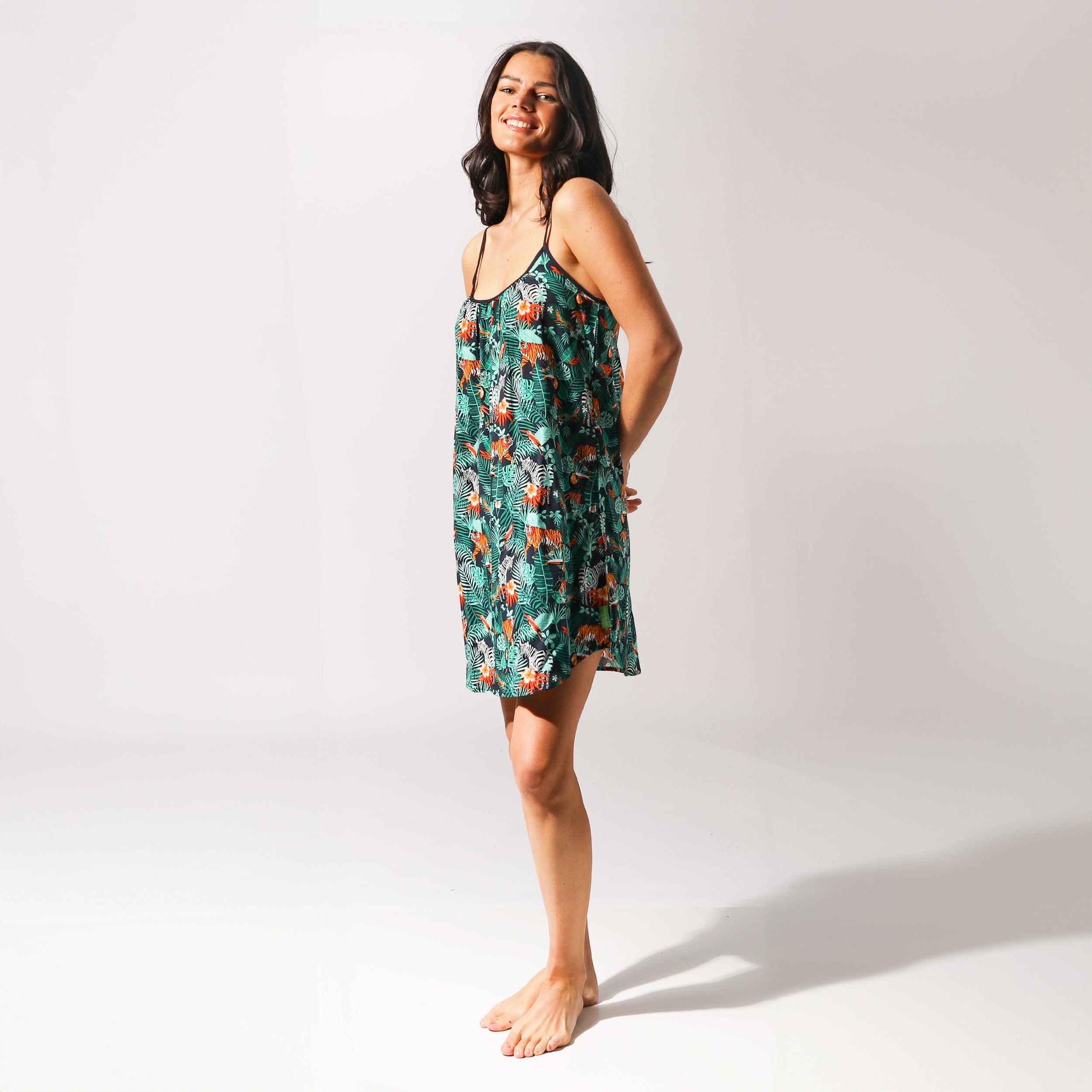 Women's Dark Jungle Woven Chemise Nightgown - Green | Soft & Comfortable Sleepwear for Women | Perfect for Lounge, Sleep & Vacation